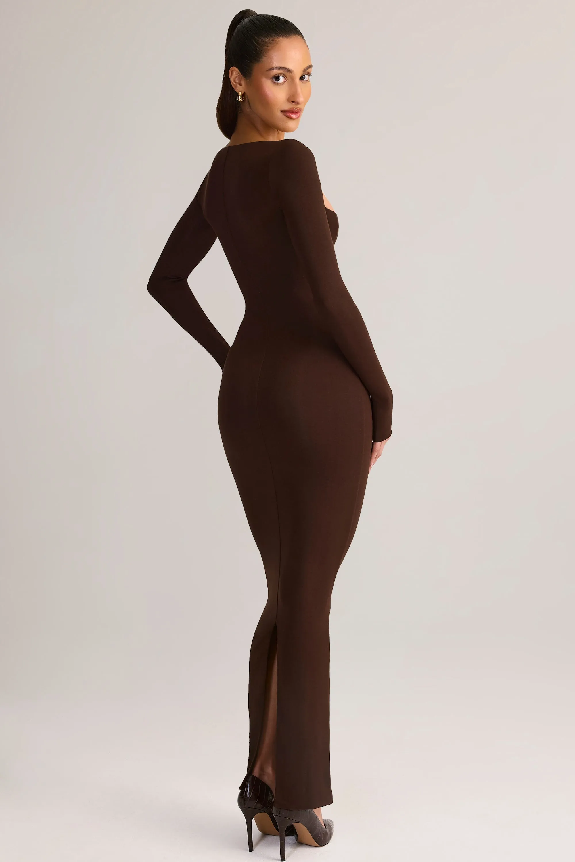 Modal Square-Neck Maxi Dress in Chocolate Brown sold by Oh Polly product image thumbnail 5