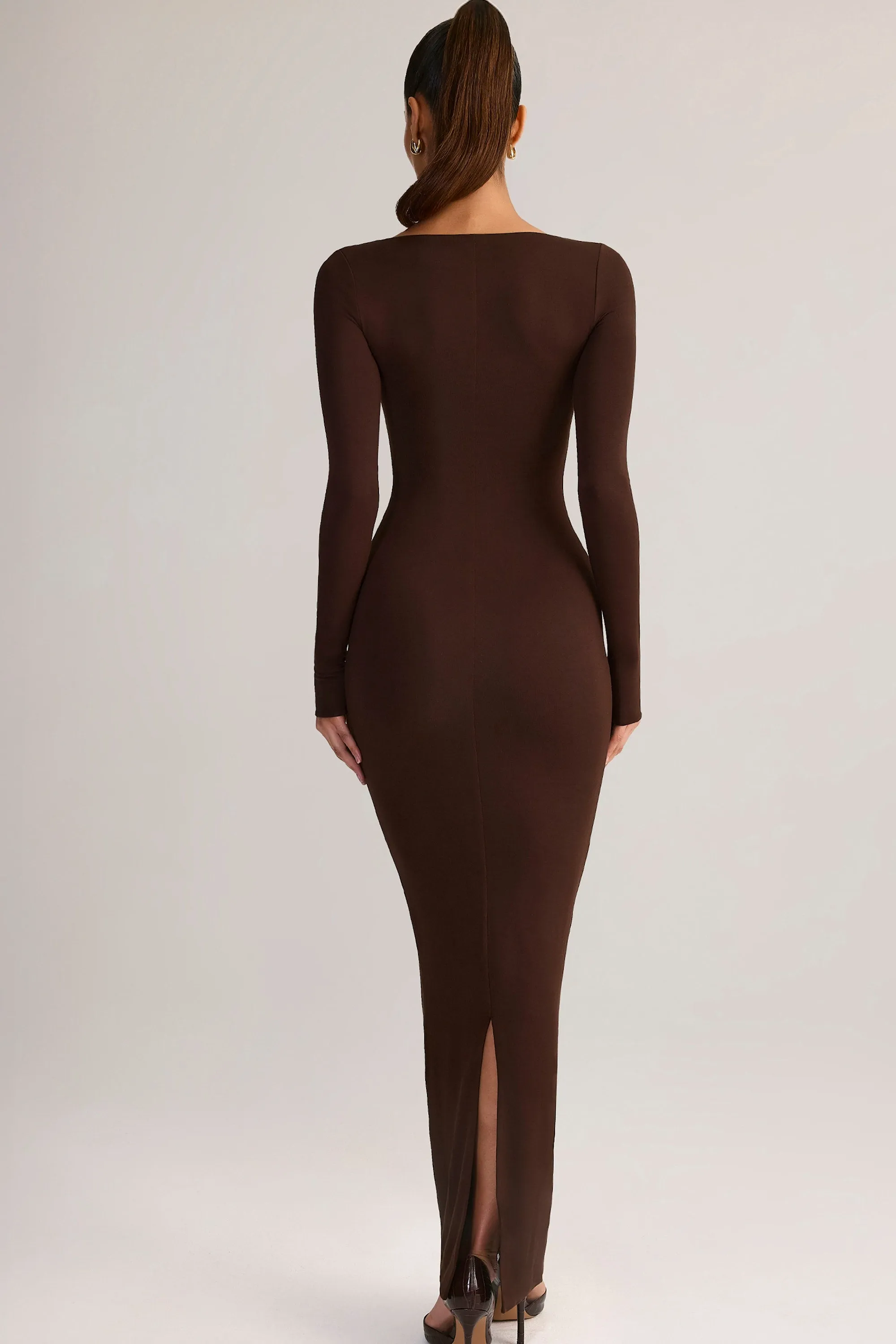Modal Square-Neck Maxi Dress in Chocolate Brown sold by Oh Polly product image thumbnail 2
