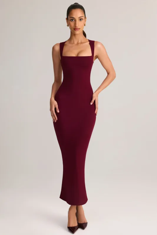 Modal Square-Neck Midi Dress in Wine sold by Oh Polly