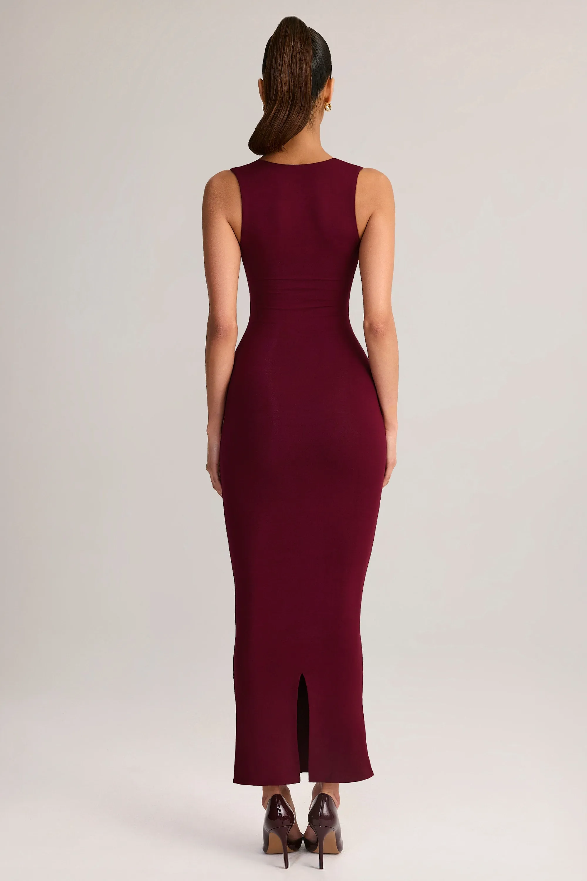 Modal Square-Neck Midi Dress in Wine sold by Oh Polly product image thumbnail 2