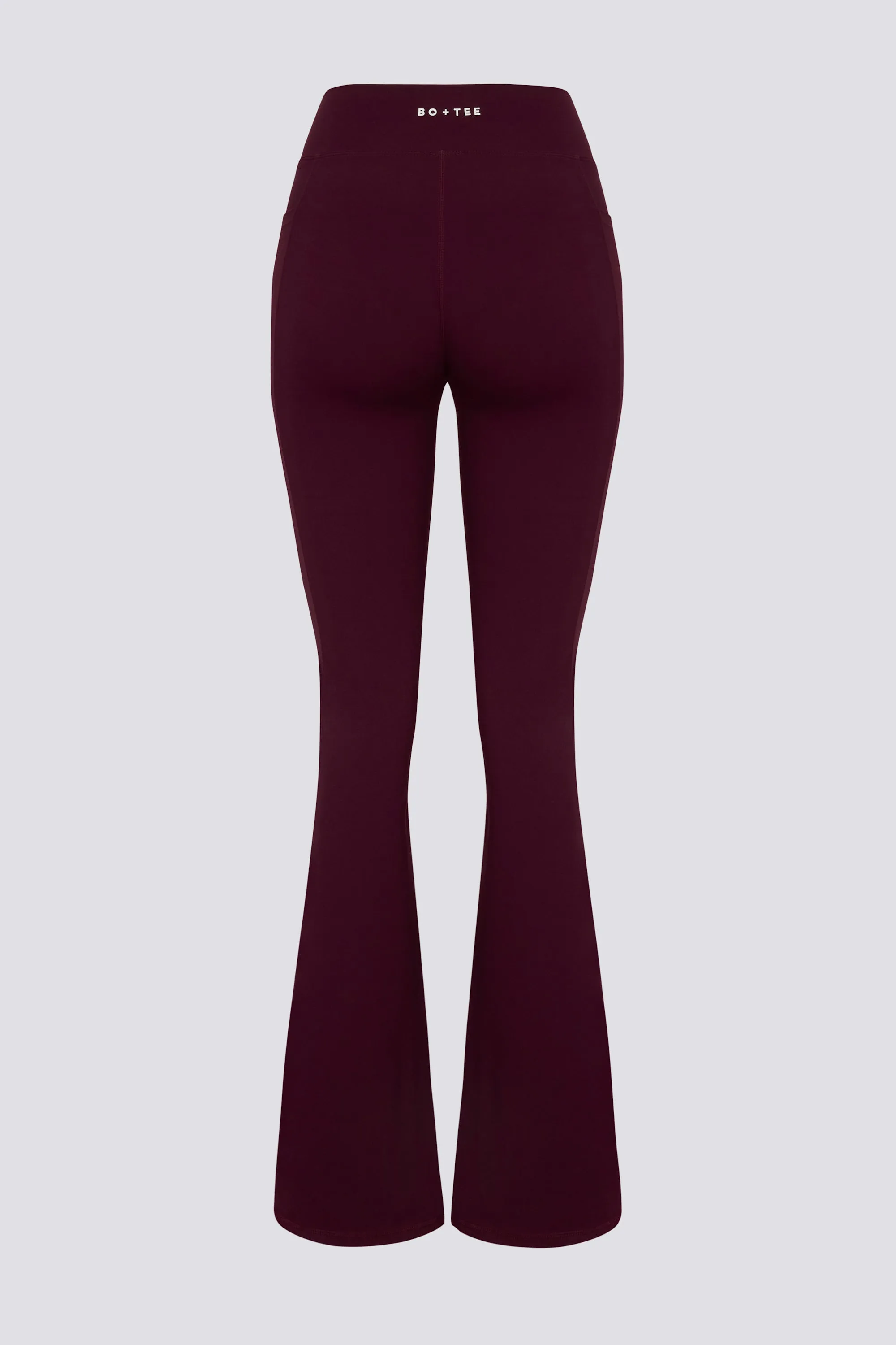 Soft Active V-Waist Pocket Flared Leggings in Burgundy sold by Oh Polly product image thumbnail 4