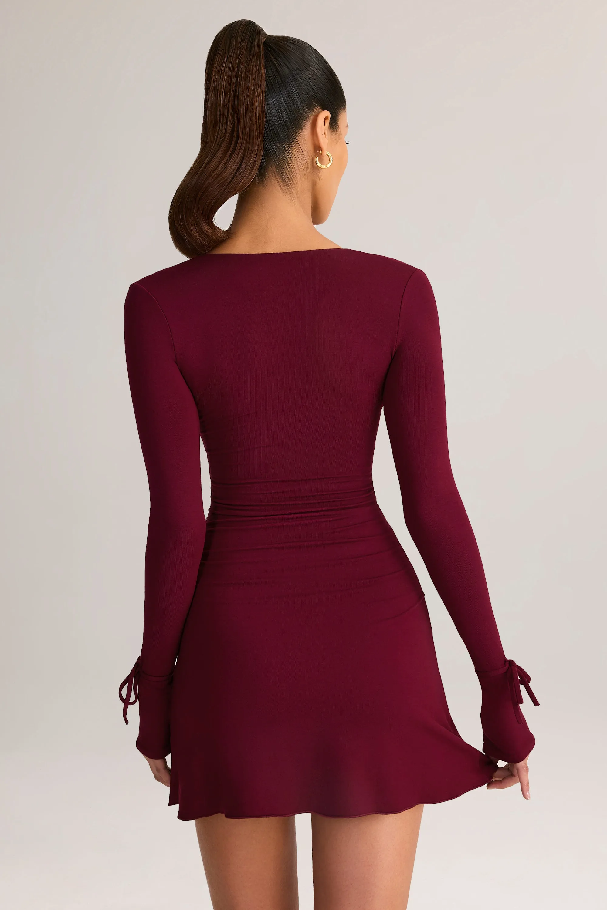 Modal Long-Sleeve Mini Dress in Wine sold by Oh Polly product image thumbnail 2