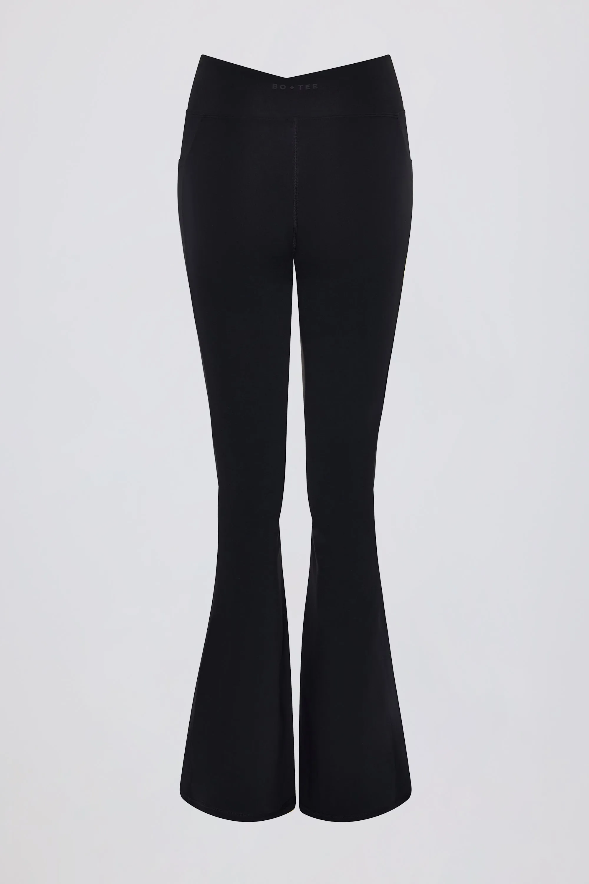 Soft Active V-Waist Pocket Flared Leggings in Black sold by Oh Polly product image thumbnail 4