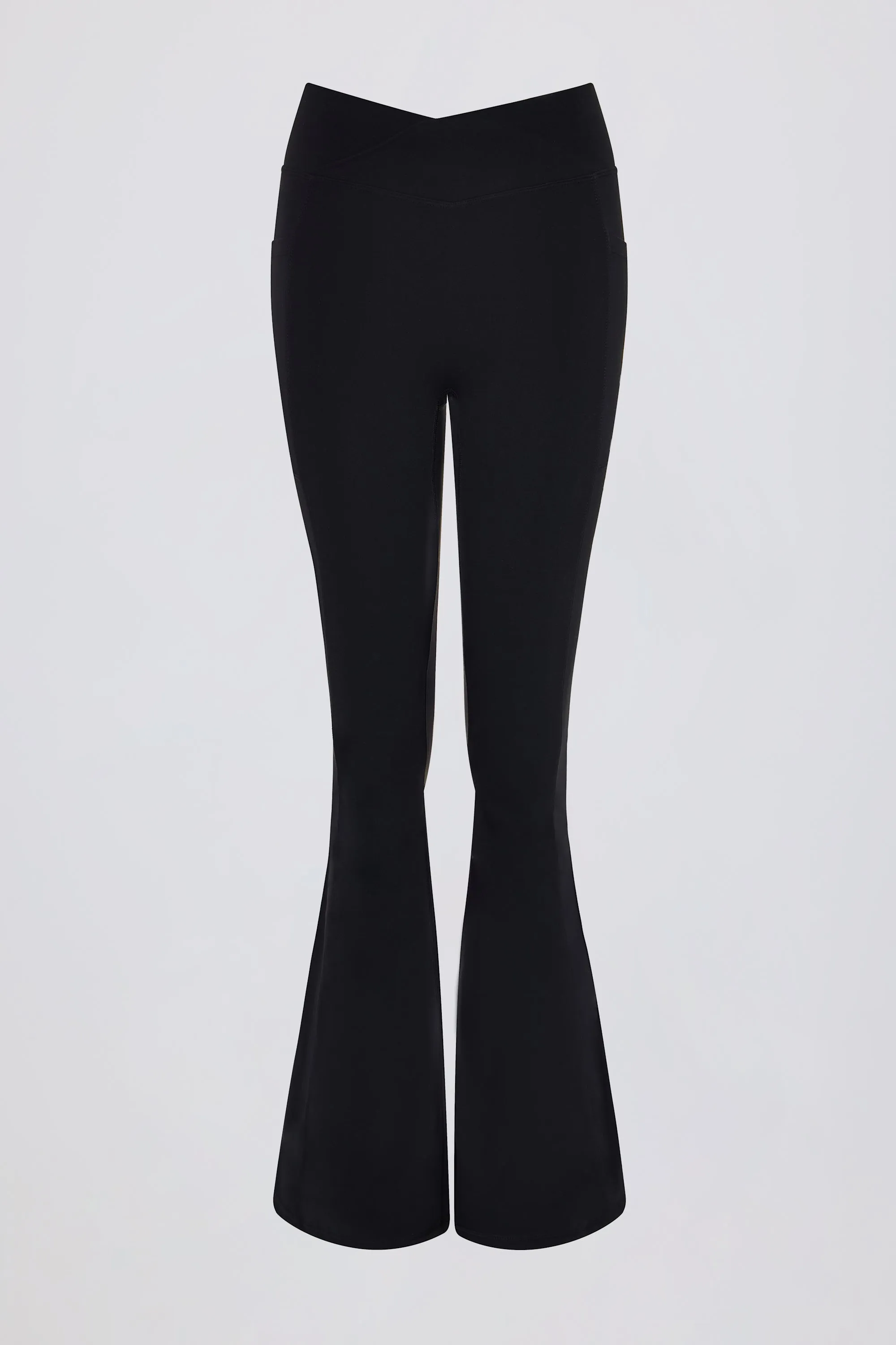 Soft Active V-Waist Pocket Flared Leggings in Black sold by Oh Polly product image thumbnail 2