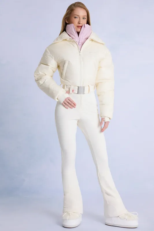 Waterproof Belted Layered Ski Suit in Ice sold by Oh Polly