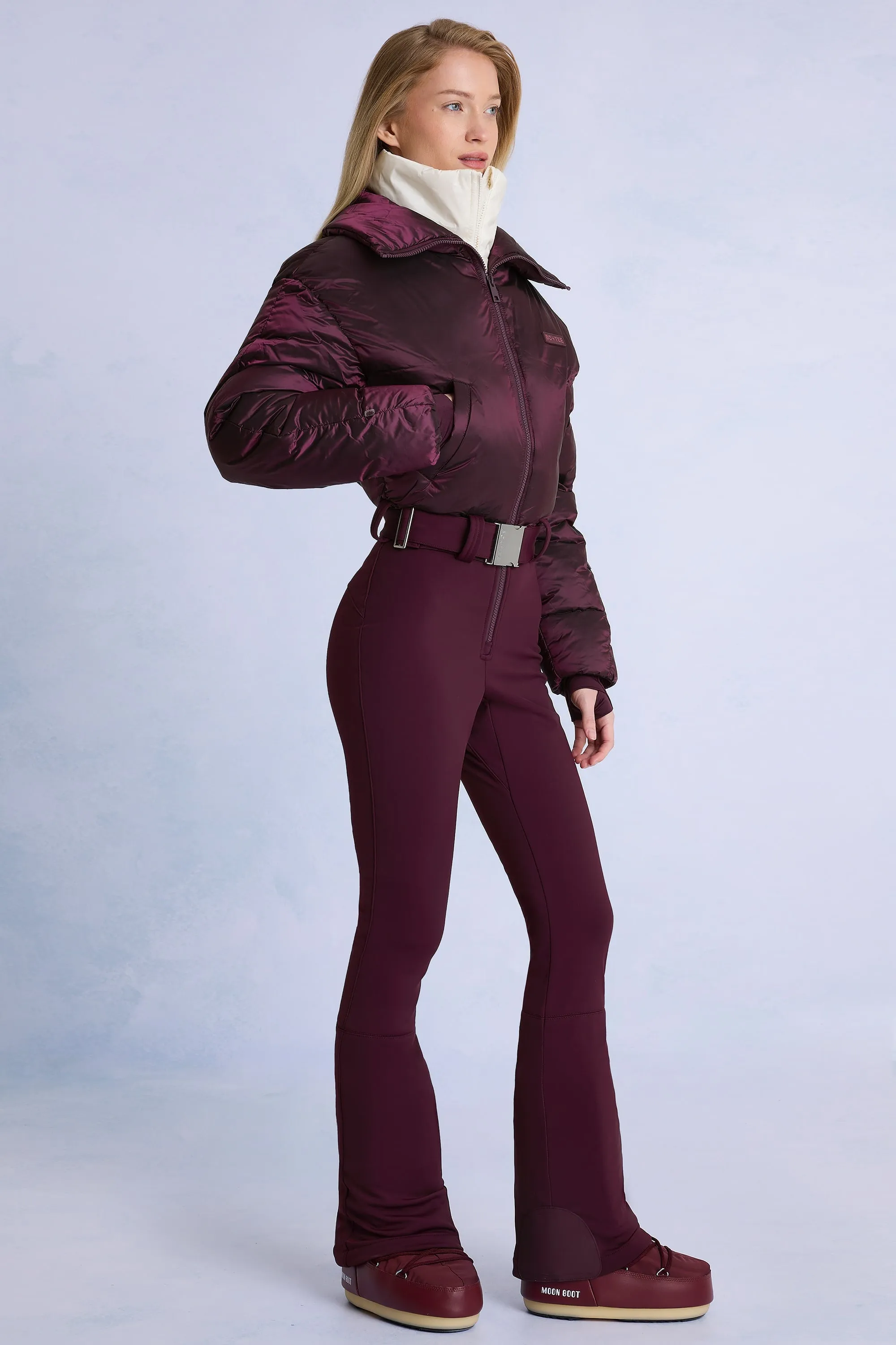 Waterproof Belted Layered Ski Suit in Burgundy sold by Oh Polly product image thumbnail 3