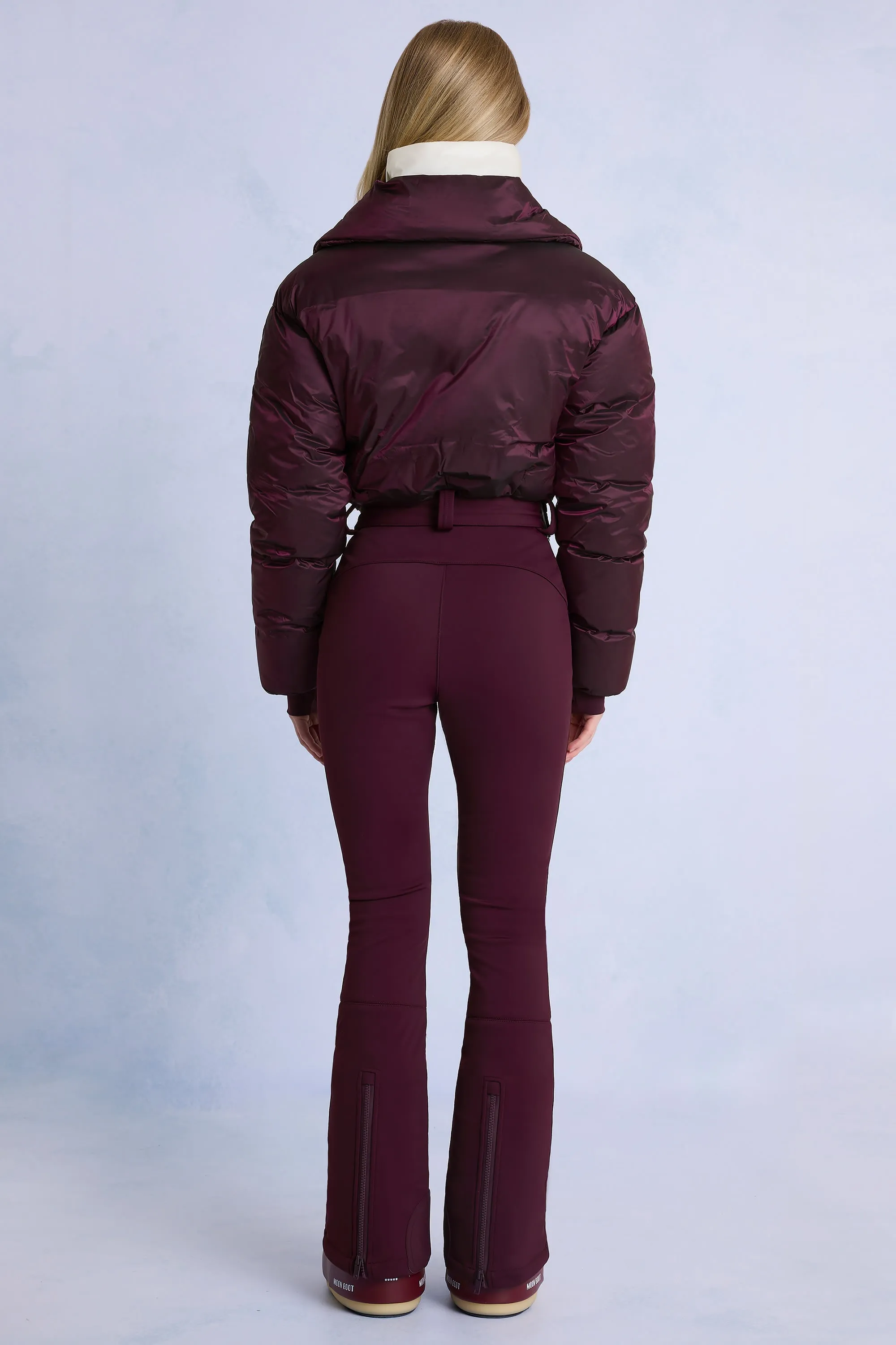 Waterproof Belted Layered Ski Suit in Burgundy sold by Oh Polly product image thumbnail 2