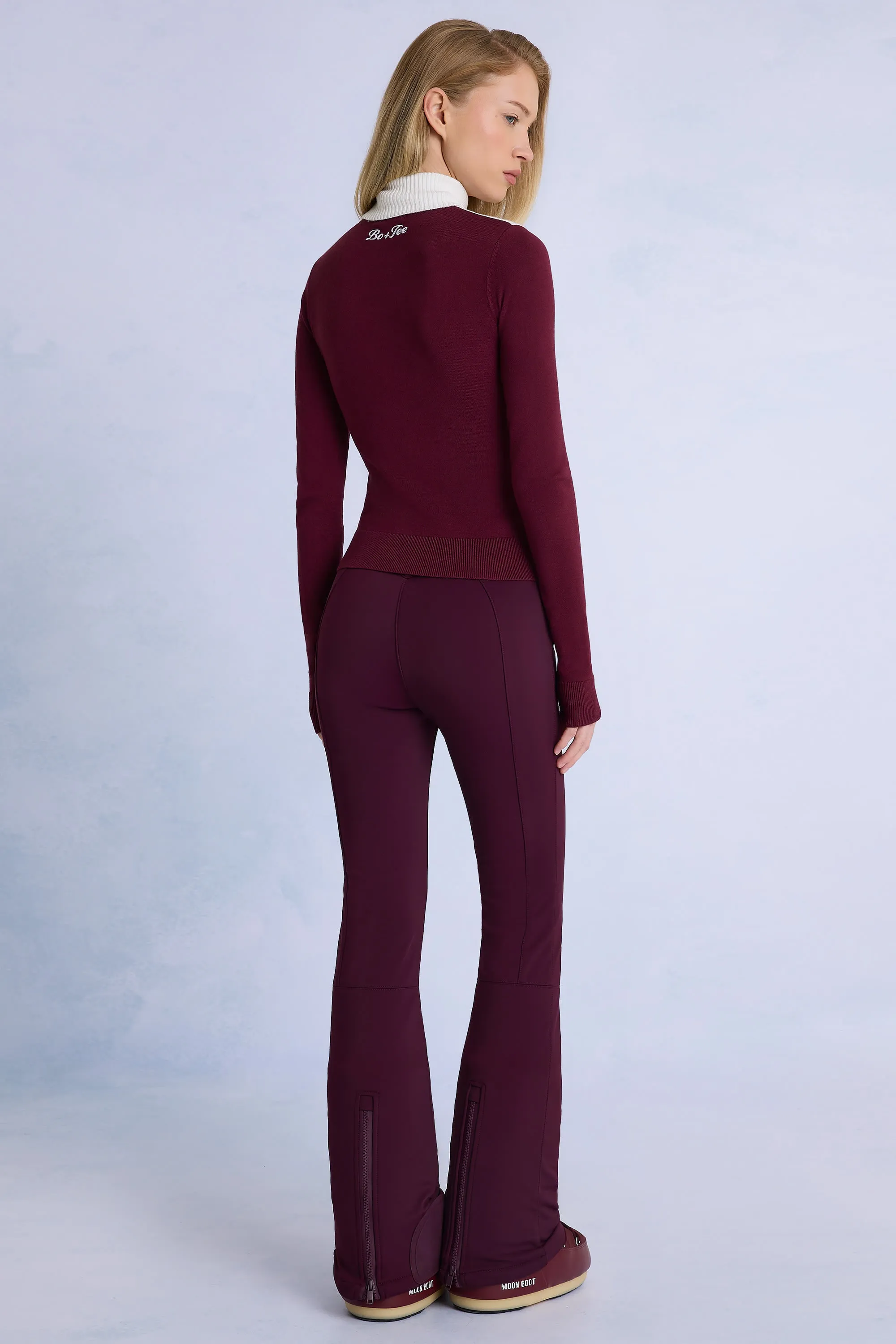 Waterproof Belted Ski Salopettes in Burgundy sold by Oh Polly product image thumbnail 2