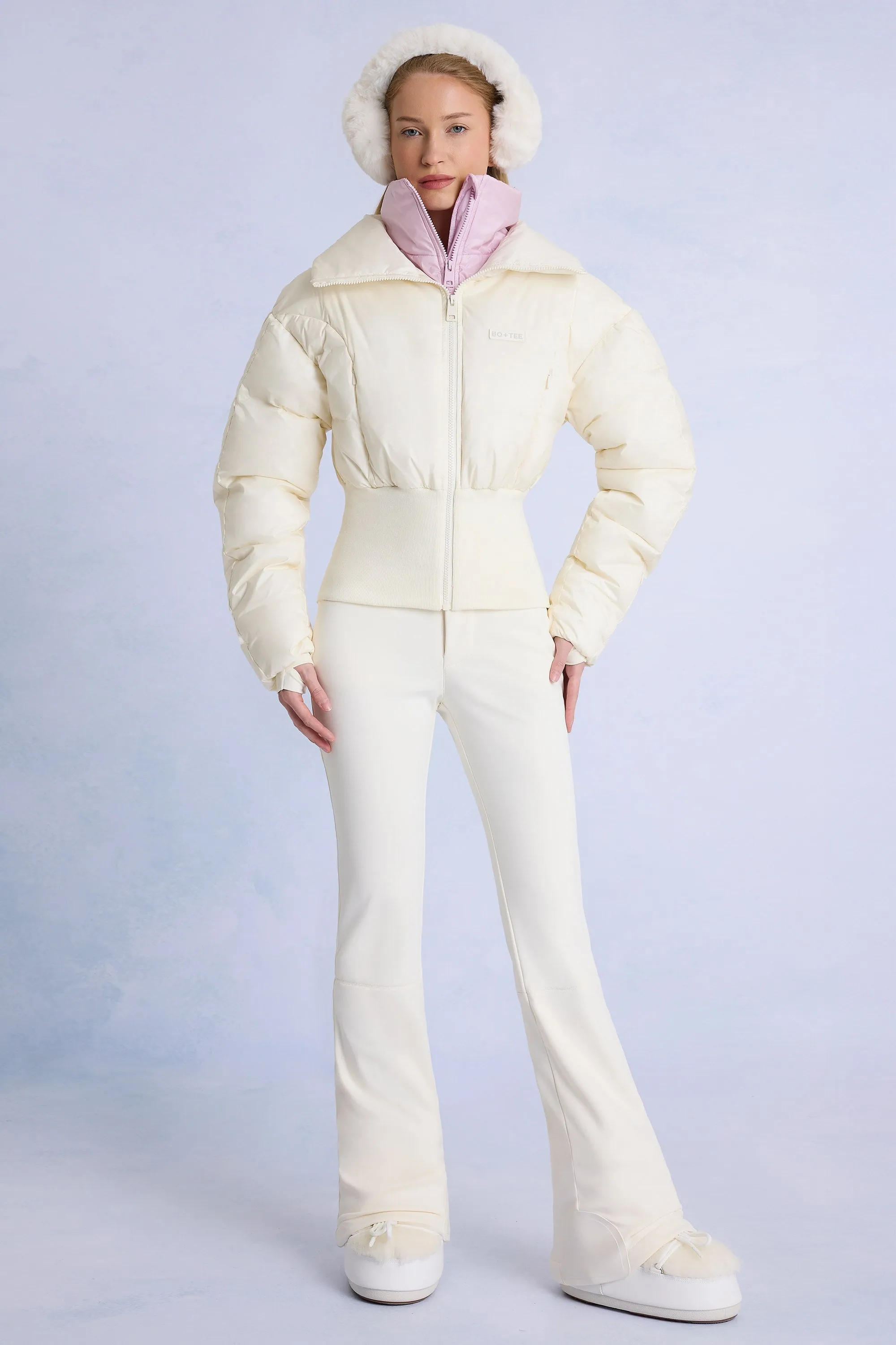 Waterproof Layered Ski Jacket in Ice sold by Oh Polly