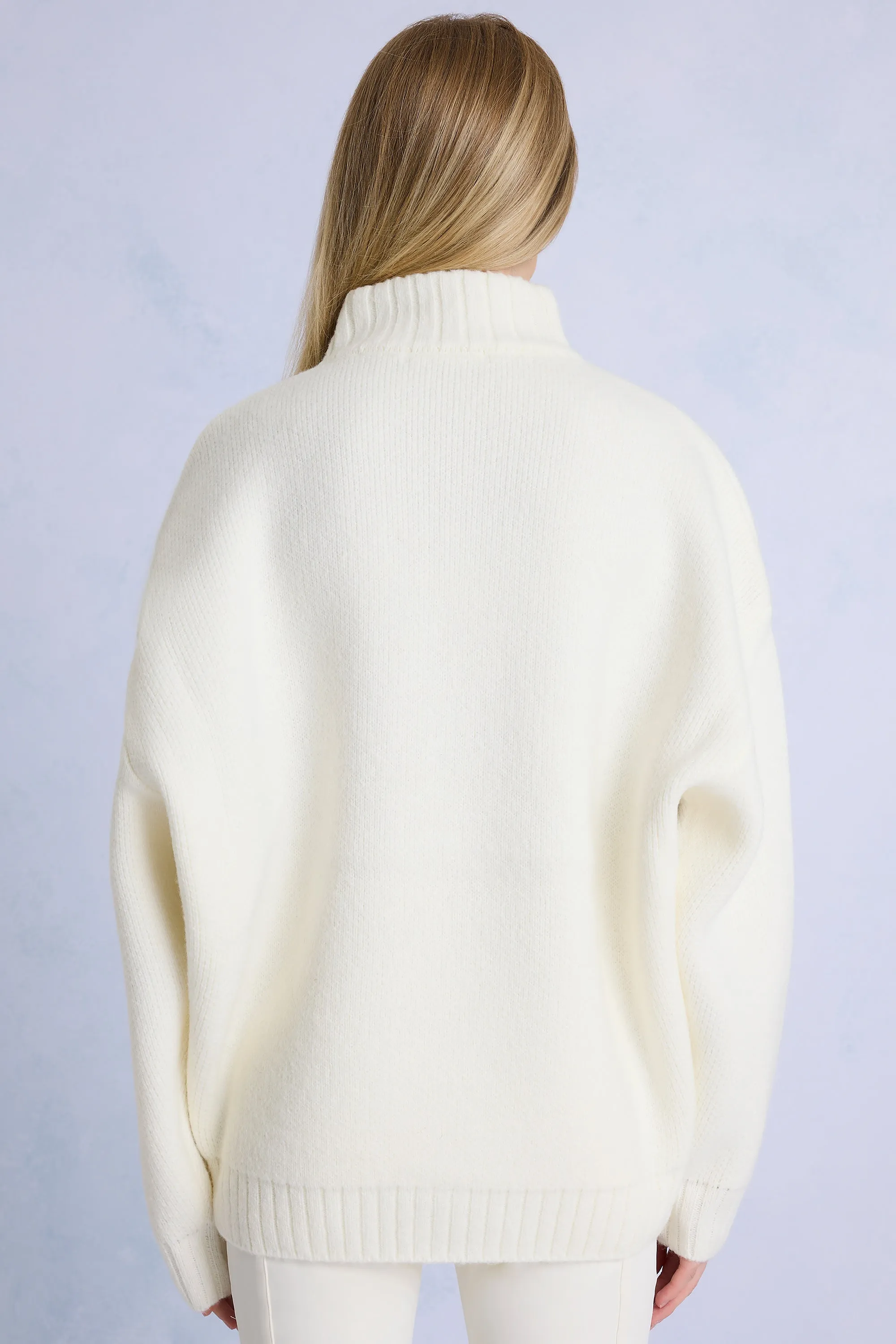 Knit Quarter-Zip Turtleneck Oversized Jumper in Burgundy sold by Oh Polly product image thumbnail 2