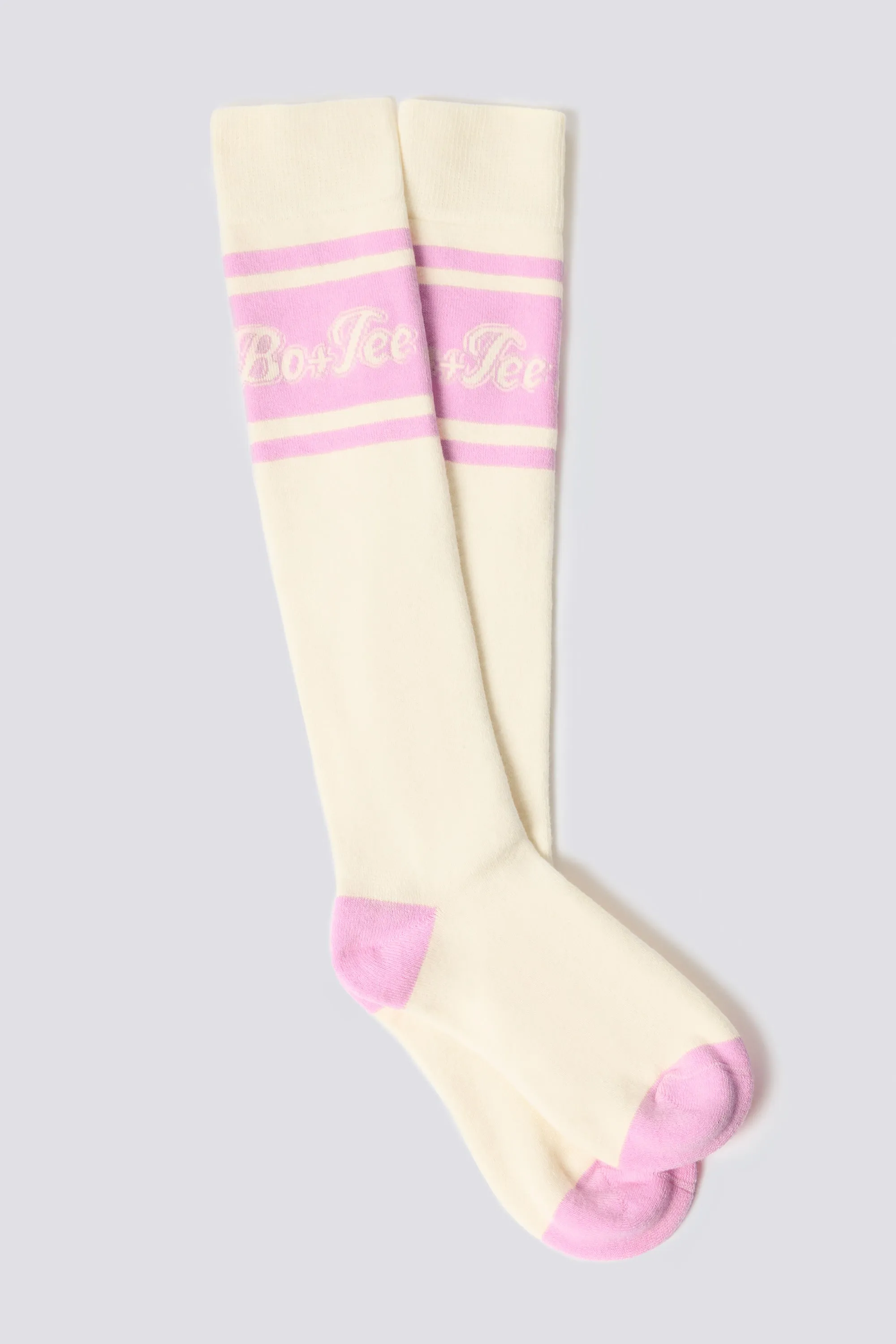 Cotton Knee-High Ski Socks in Powder Pink sold by Oh Polly product image thumbnail 2