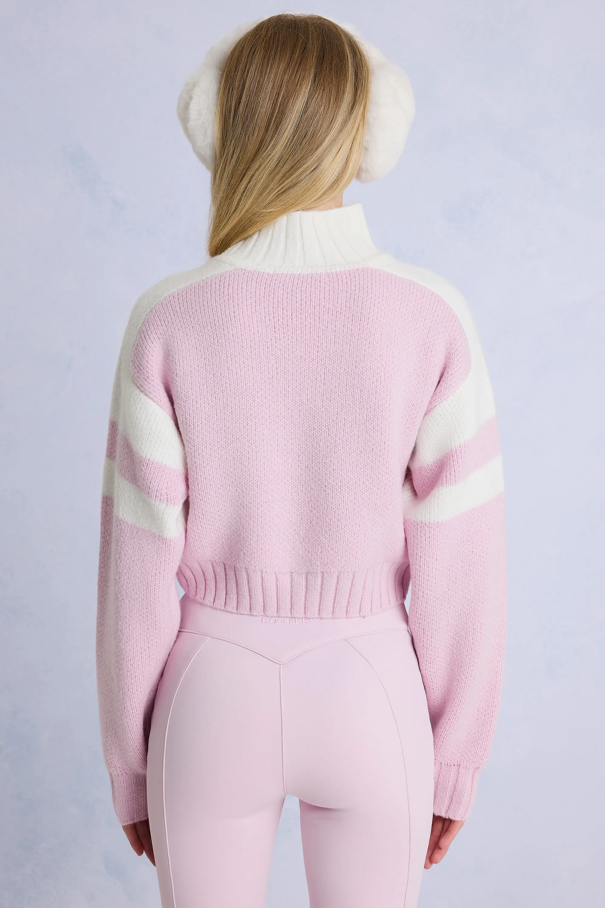 Knit Logo Cropped Jumper in Powder Pink sold by Oh Polly product image thumbnail 2
