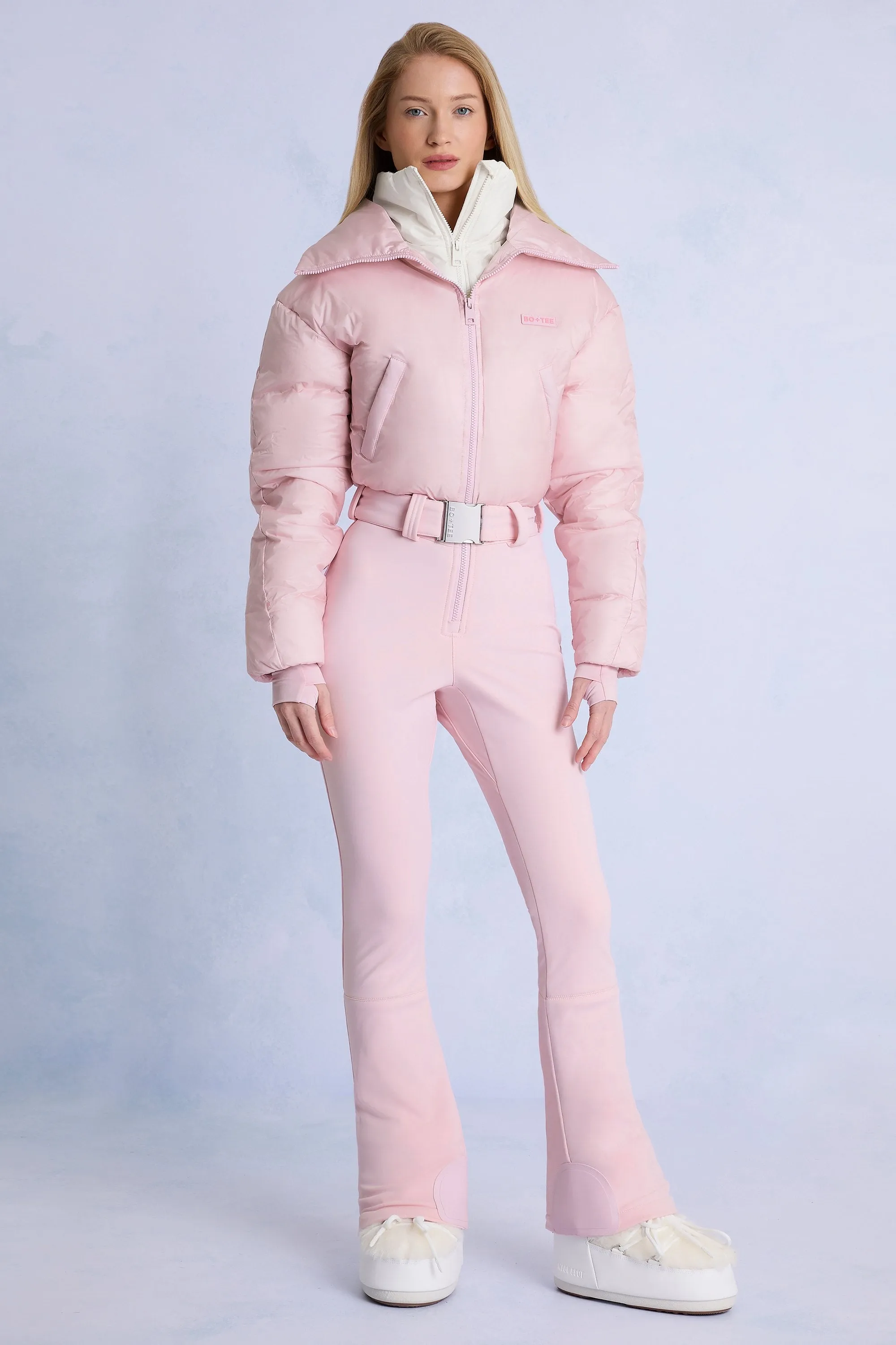 Waterproof Belted Layered Ski Suit in Powder Pink sold by Oh Polly product image thumbnail 3