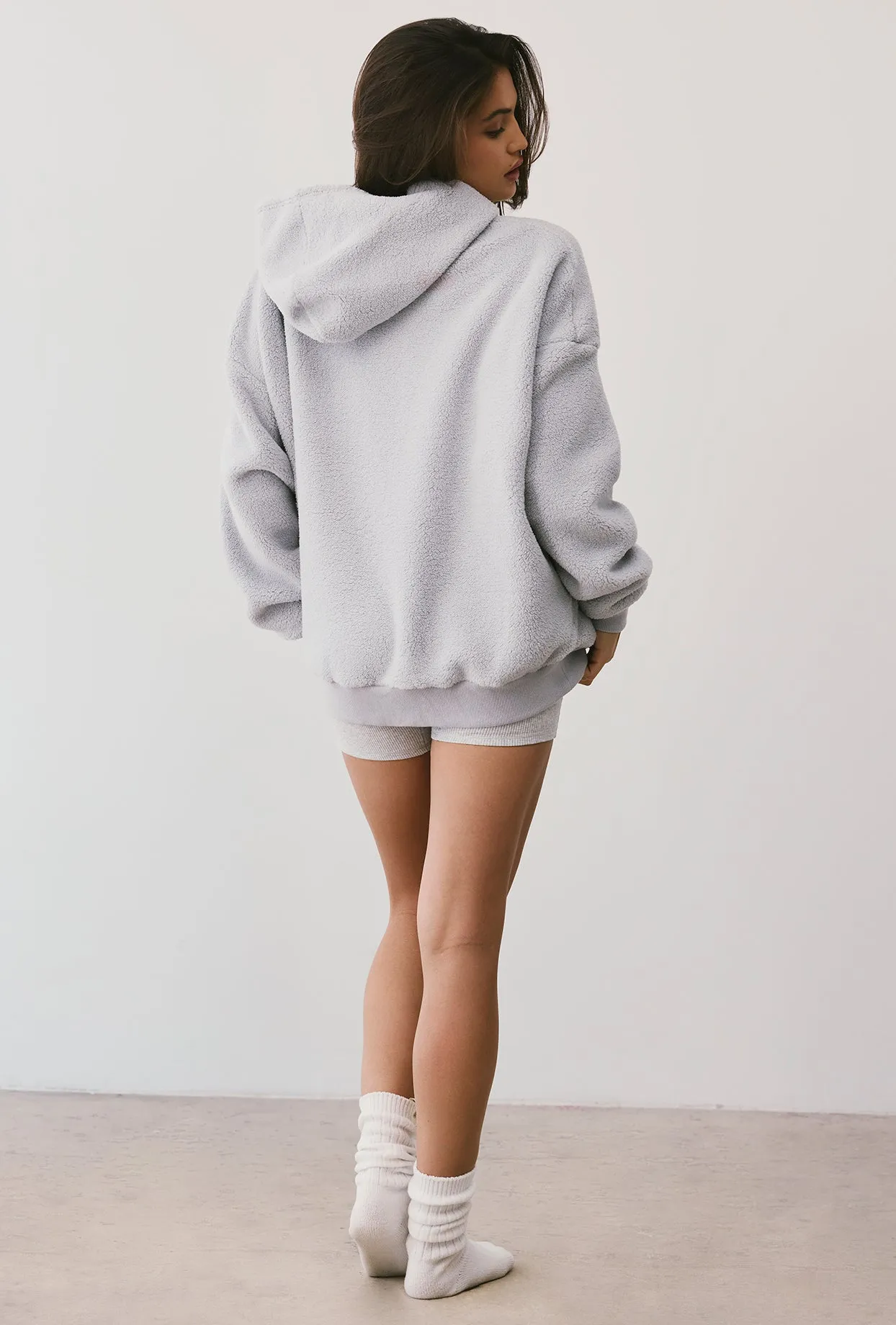 Oversized Fleece Hooded Sweatshirt in Fog sold by Oh Polly product image thumbnail 2