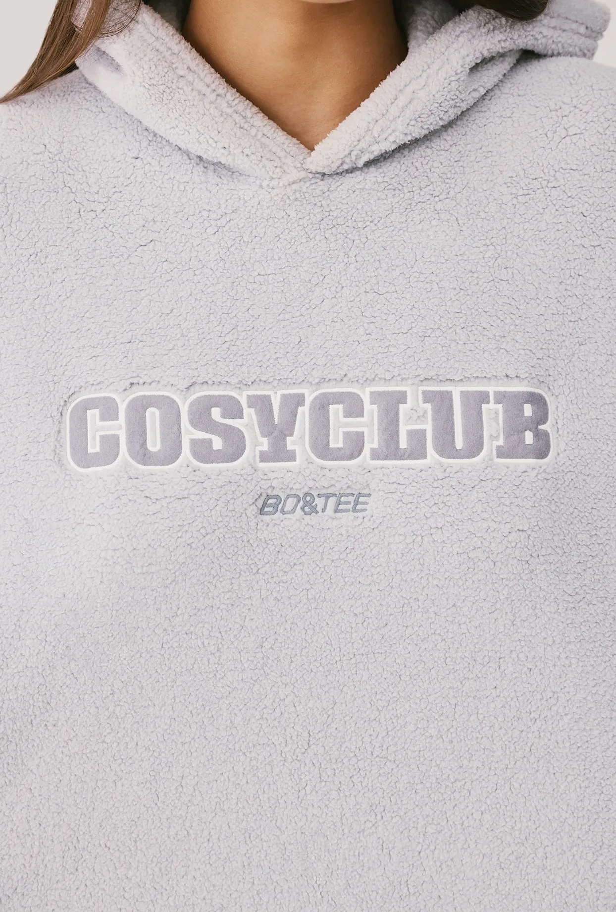 Oversized Fleece Hooded Sweatshirt in Fog sold by Oh Polly product image thumbnail 4