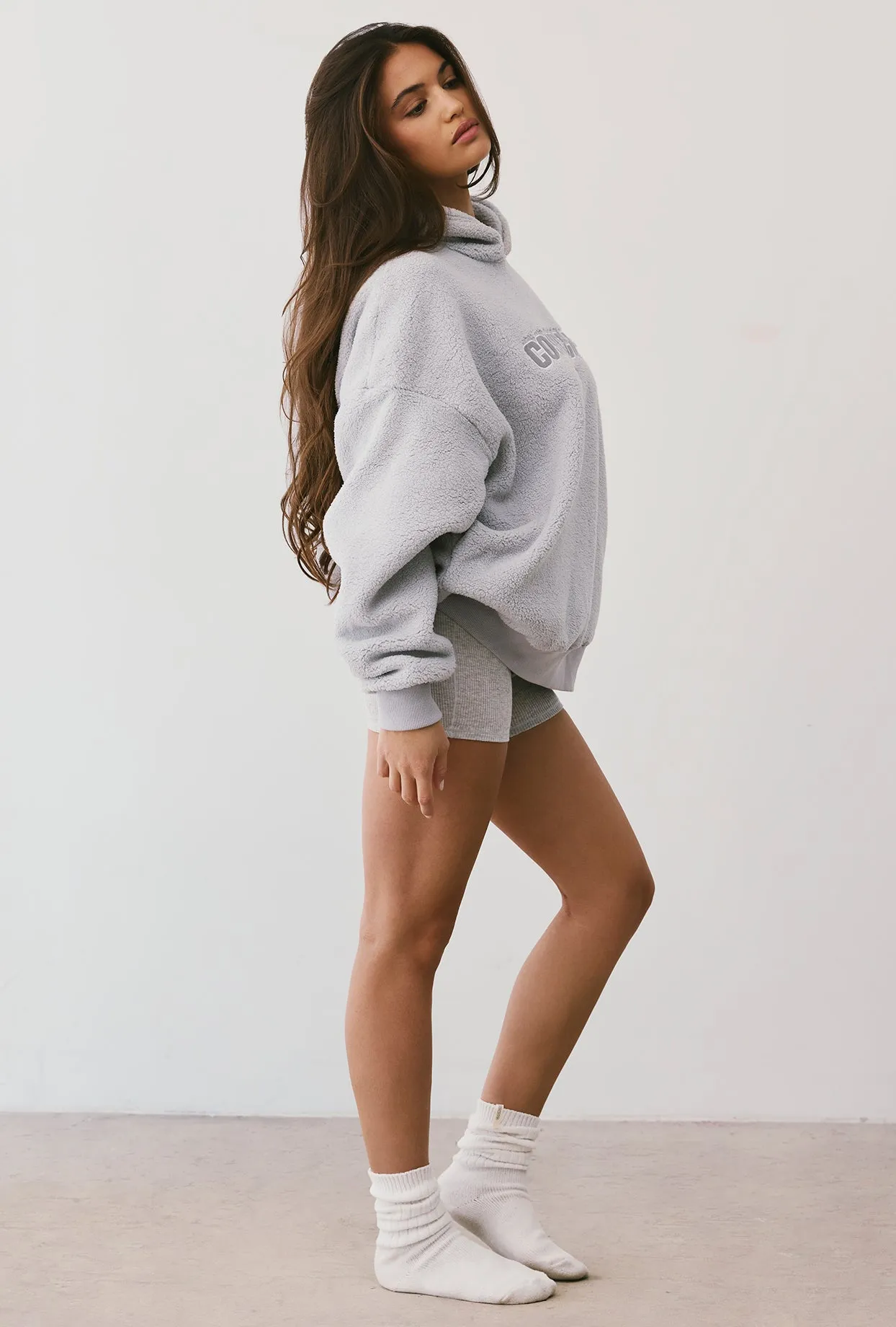 Oversized Fleece Hooded Sweatshirt in Fog sold by Oh Polly product image thumbnail 3