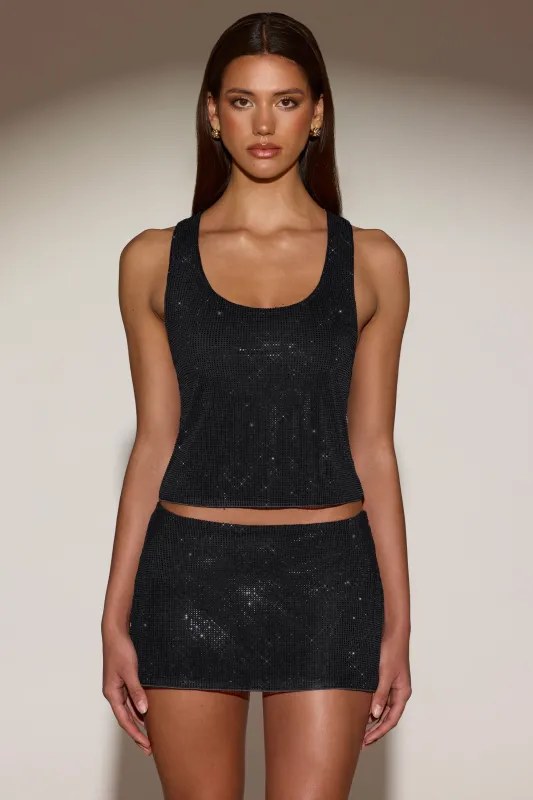 Embellished Racerback Top in Black sold by Oh Polly