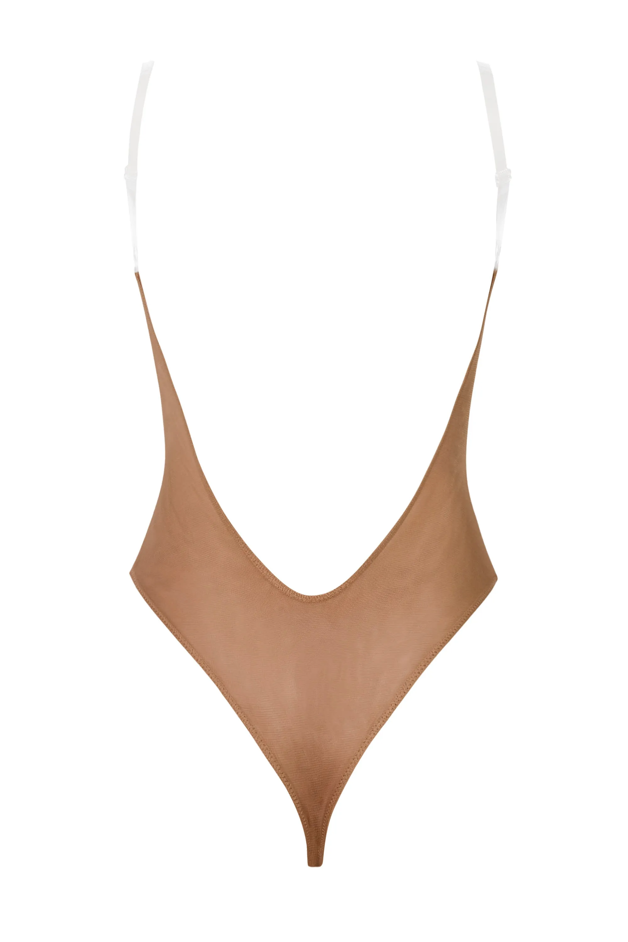 Soft Mesh Invisible Strap Thong Bodysuit in Honey sold by Oh Polly product image thumbnail 2