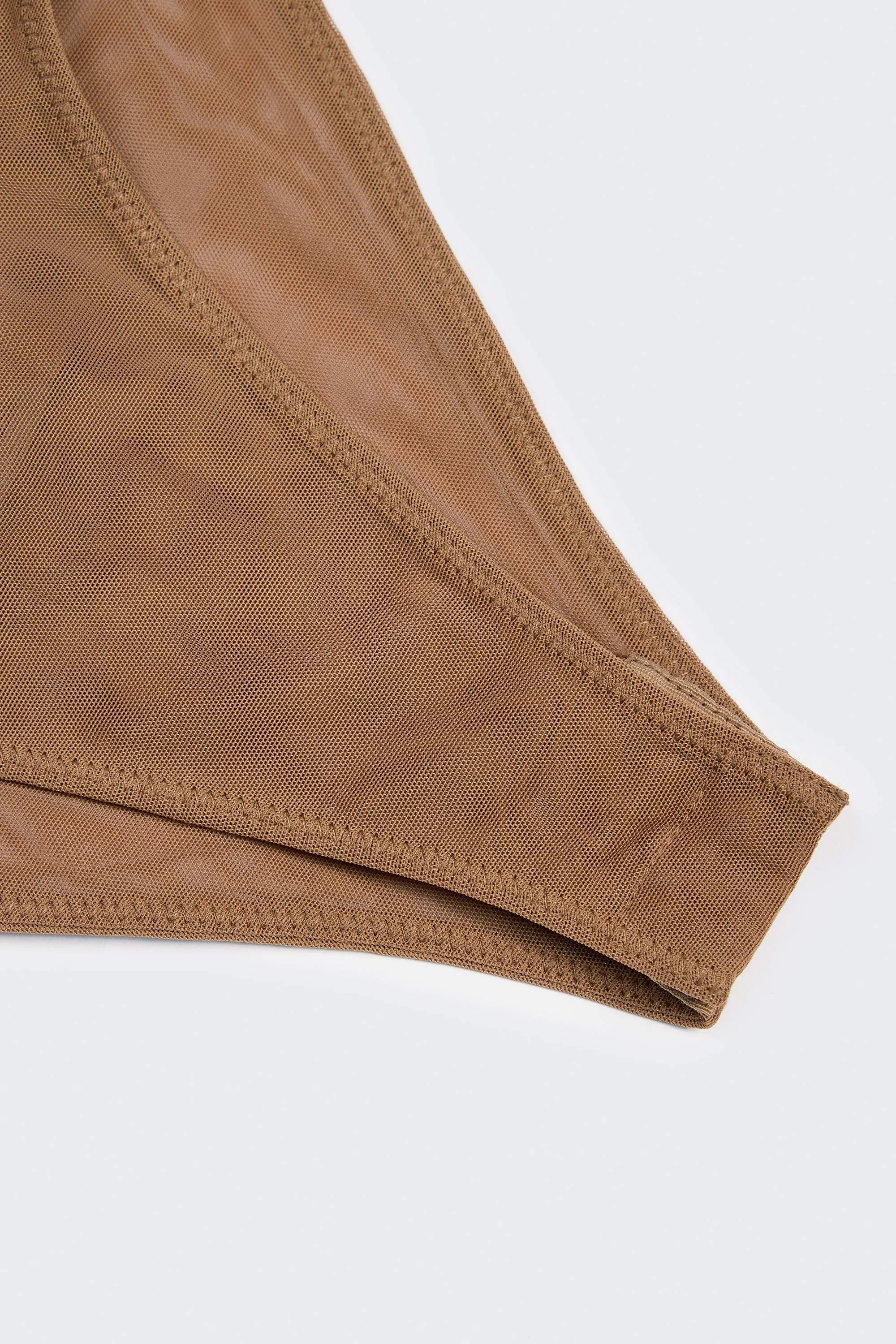 Soft Mesh Clear Strap Bodysuit in Almond sold by Oh Polly product image thumbnail 3