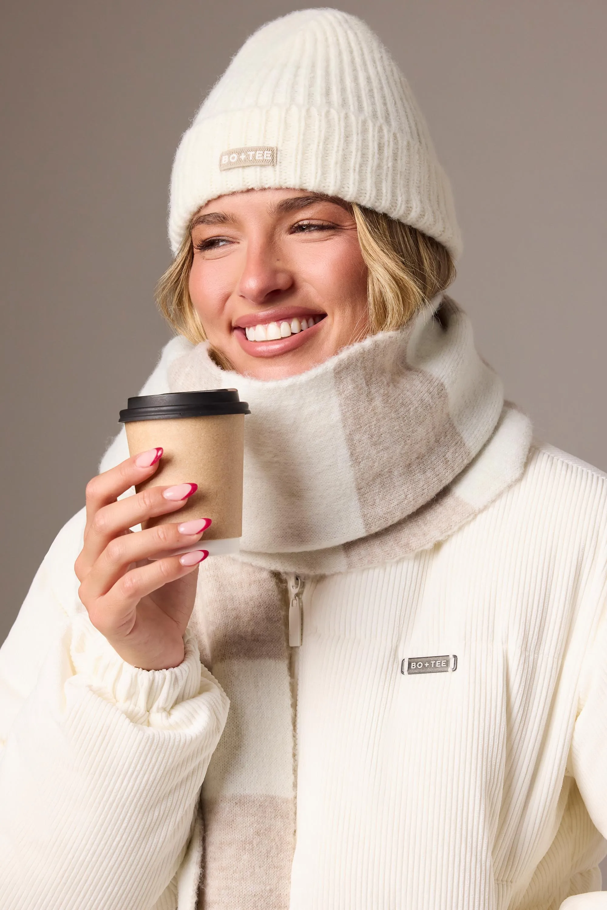 Ribbed Knit Beanie Hat in Ivory sold by Oh Polly product image thumbnail 2