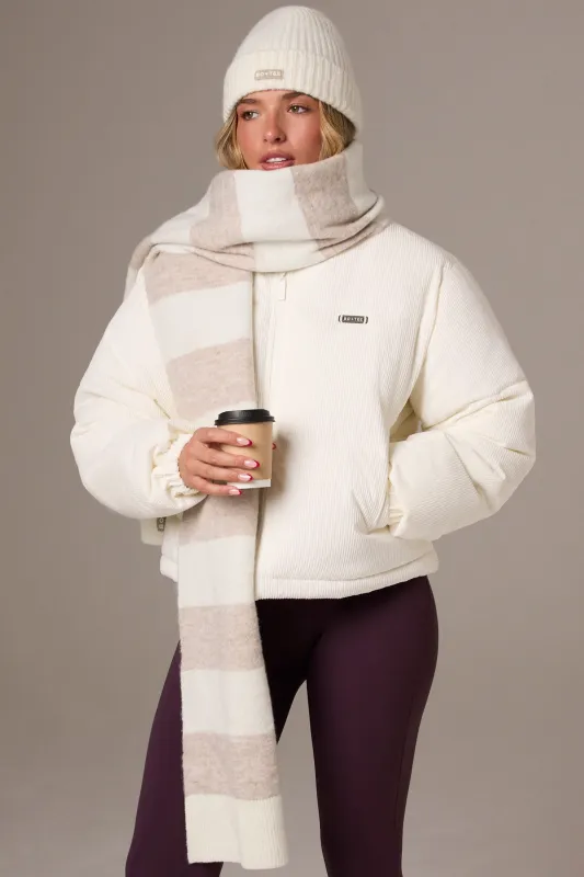 Knitted Striped Scarf in Ivory sold by Oh Polly