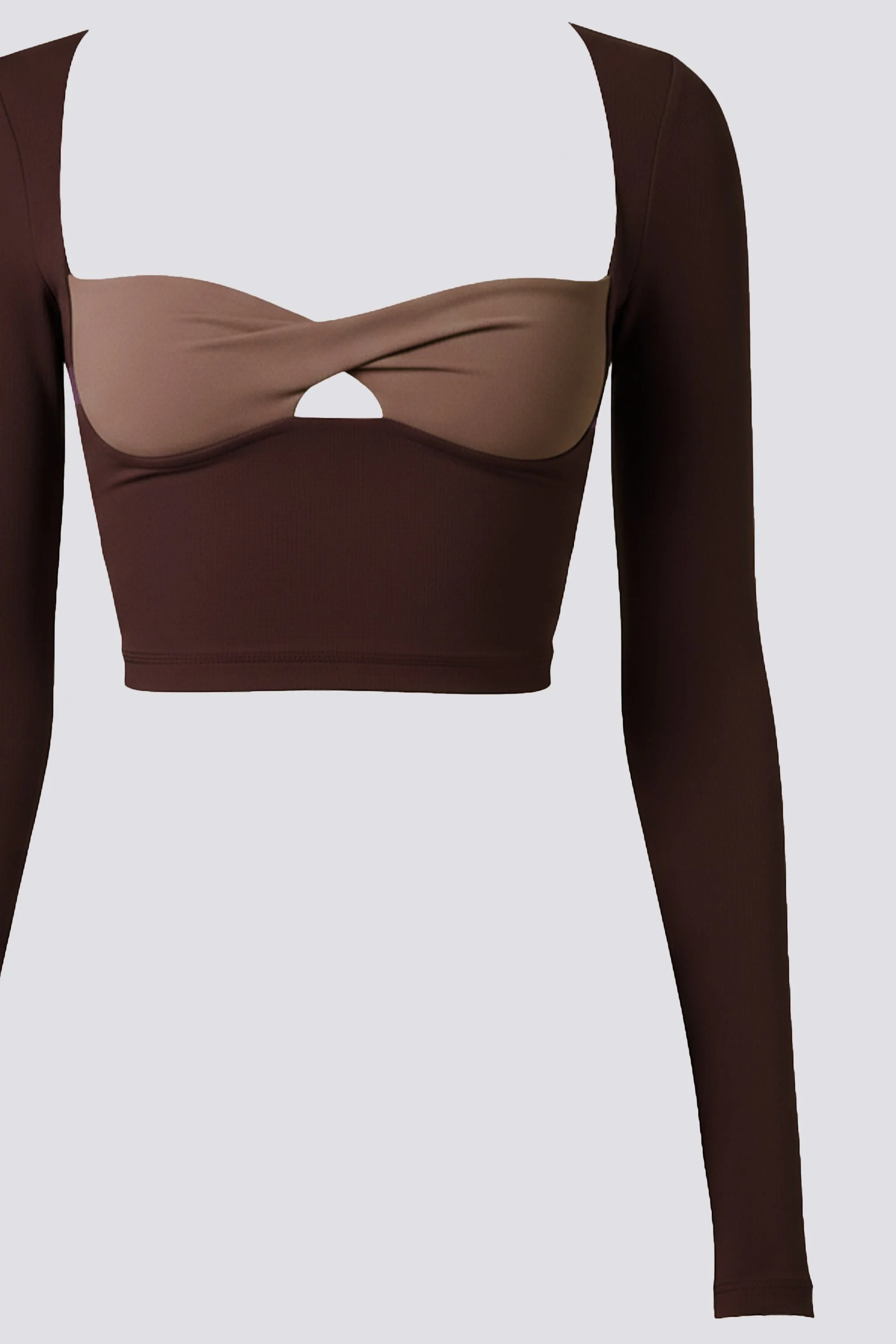 Soft Active Twist-Front Crop Top in Espresso sold by Oh Polly product image thumbnail 3