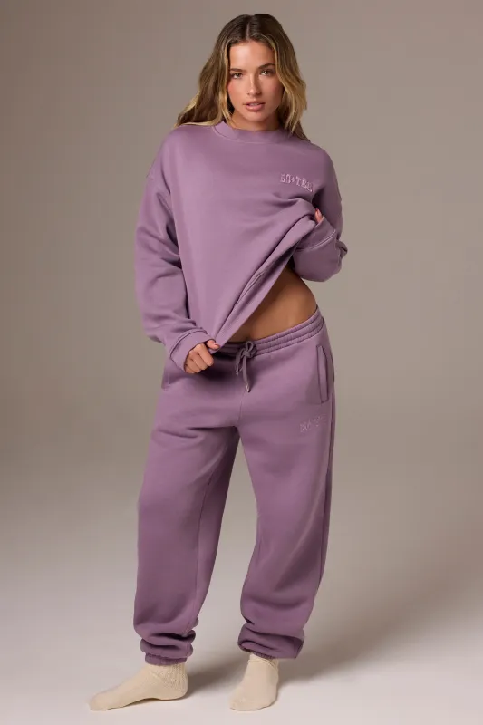 Brushed Jersey Mid-Rise Relaxed Joggers in Dusk sold by Oh Polly