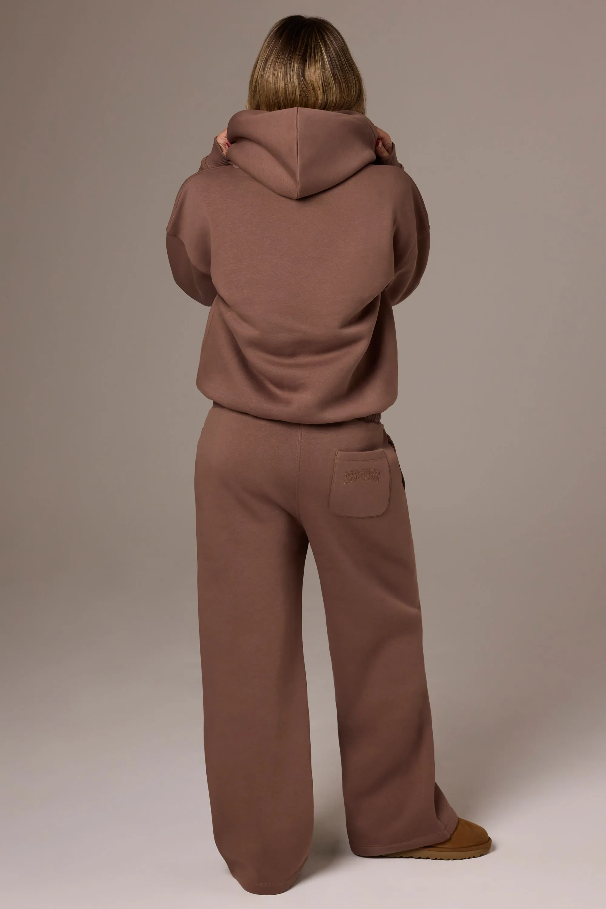 Brushed Jersey Wide-Leg Joggers in Cocoa sold by Oh Polly product image thumbnail 2