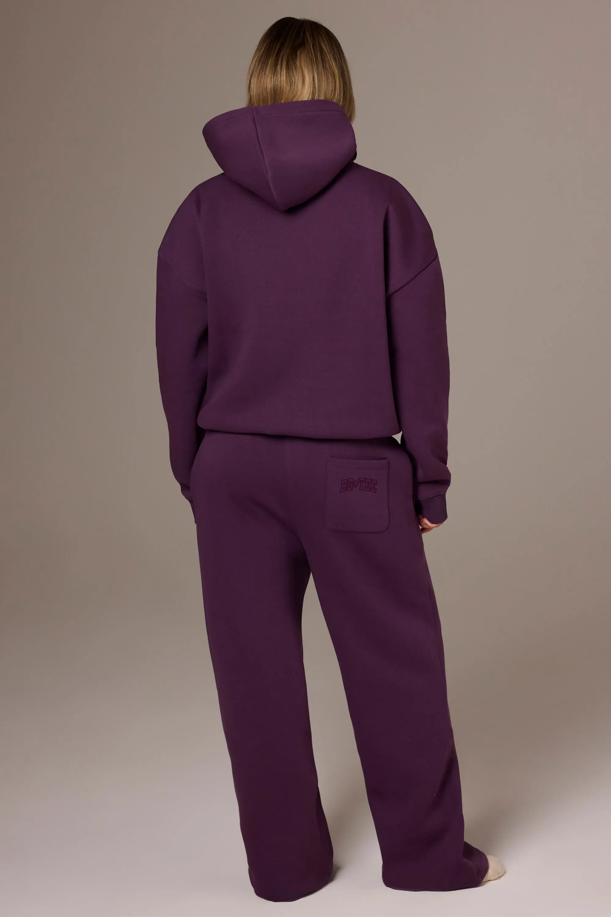 Brushed Jersey Wide-Leg Joggers in Plum sold by Oh Polly product image thumbnail 2