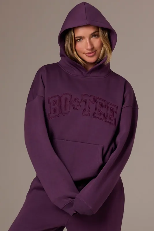 Embroidered Oversized Hoodie in Plum sold by Oh Polly