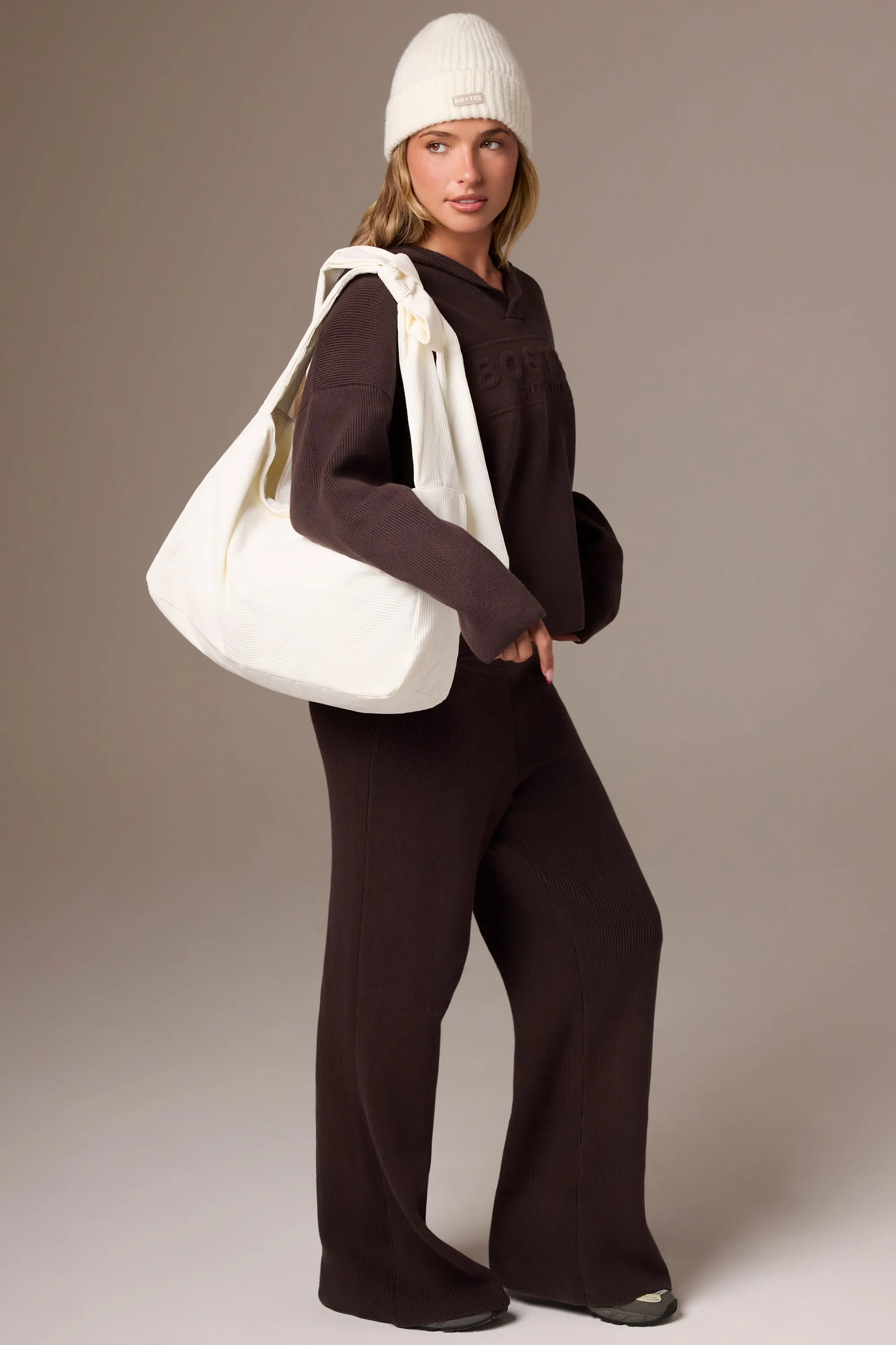 Corduroy Bow Tote Bag in Ivory sold by Oh Polly