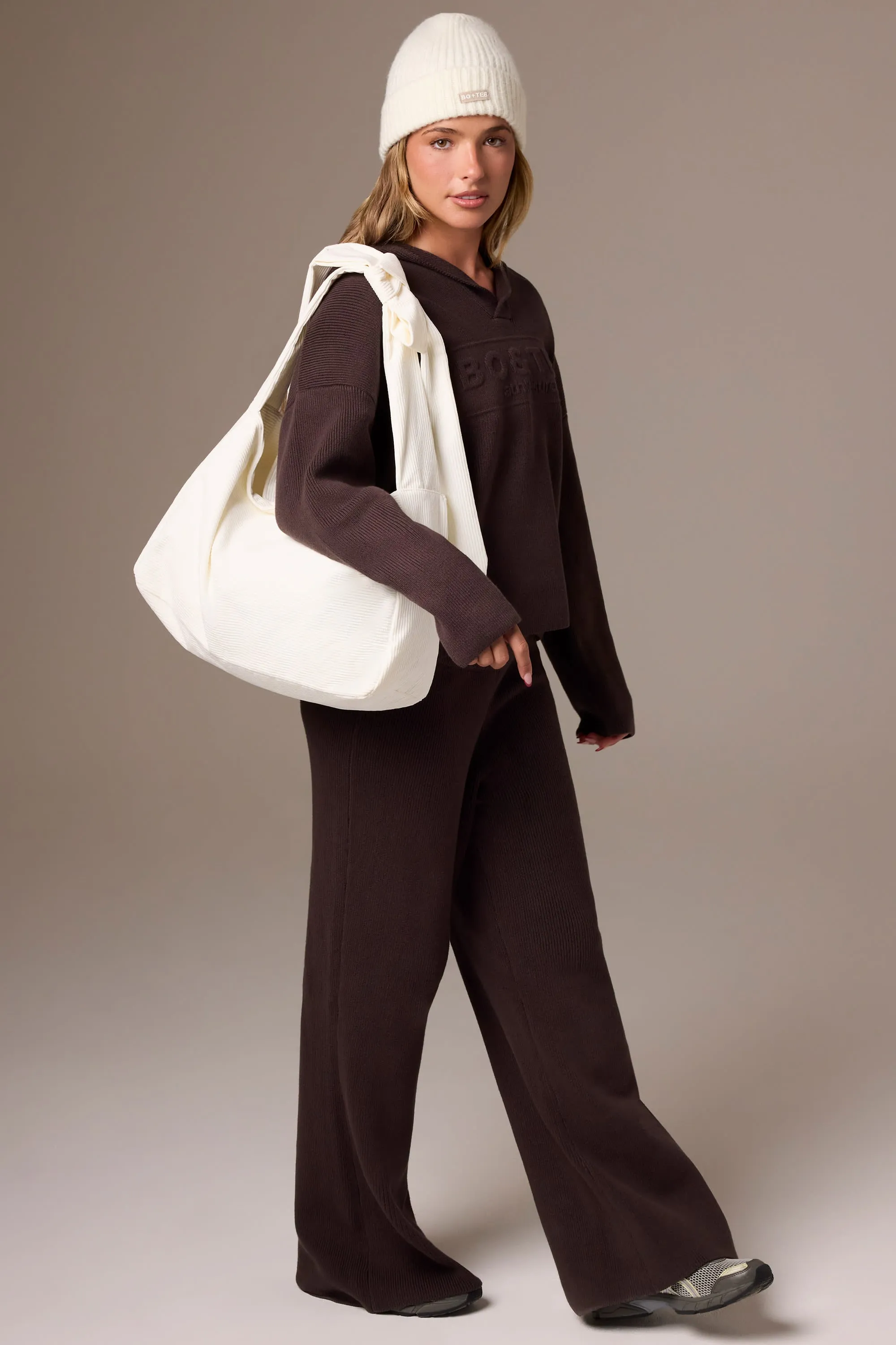 Corduroy Bow Tote Bag in Ivory sold by Oh Polly product image thumbnail 2