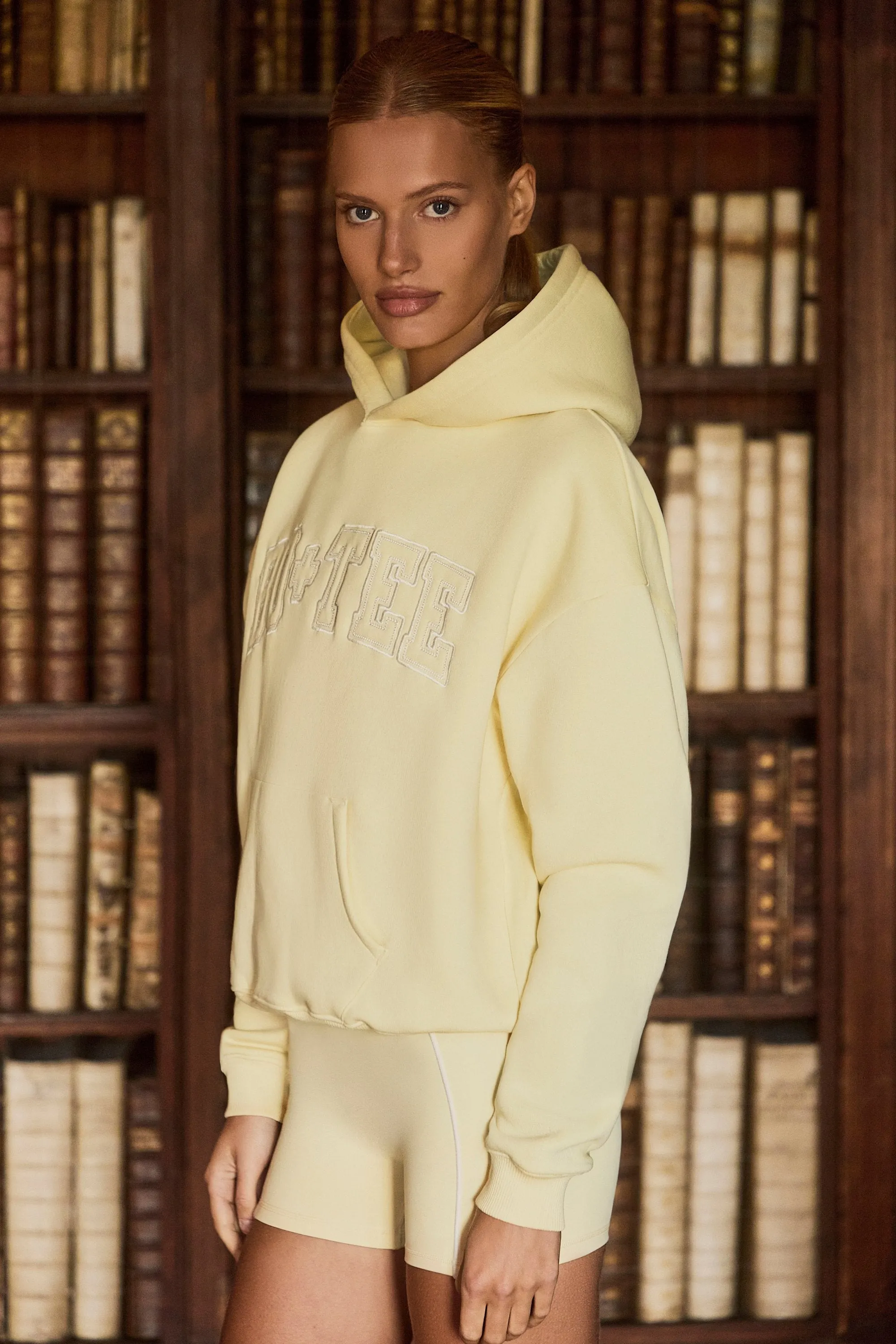 Embroidered Oversized Hoodie in Soft Yellow sold by Oh Polly product image thumbnail 4