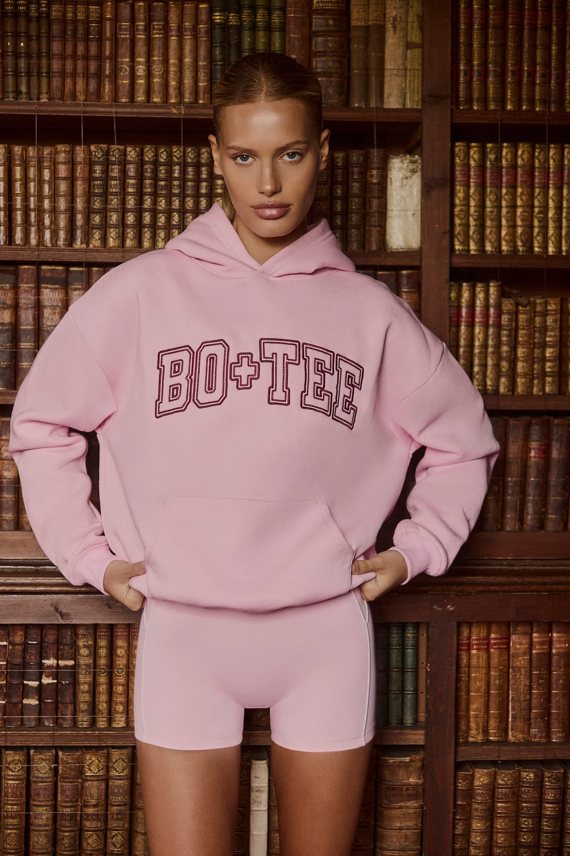 Embroidered Oversized Hoodie in Powder Pink sold by Oh Polly product image thumbnail 2