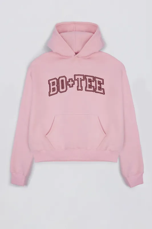 Embroidered Oversized Hoodie in Powder Pink sold by Oh Polly