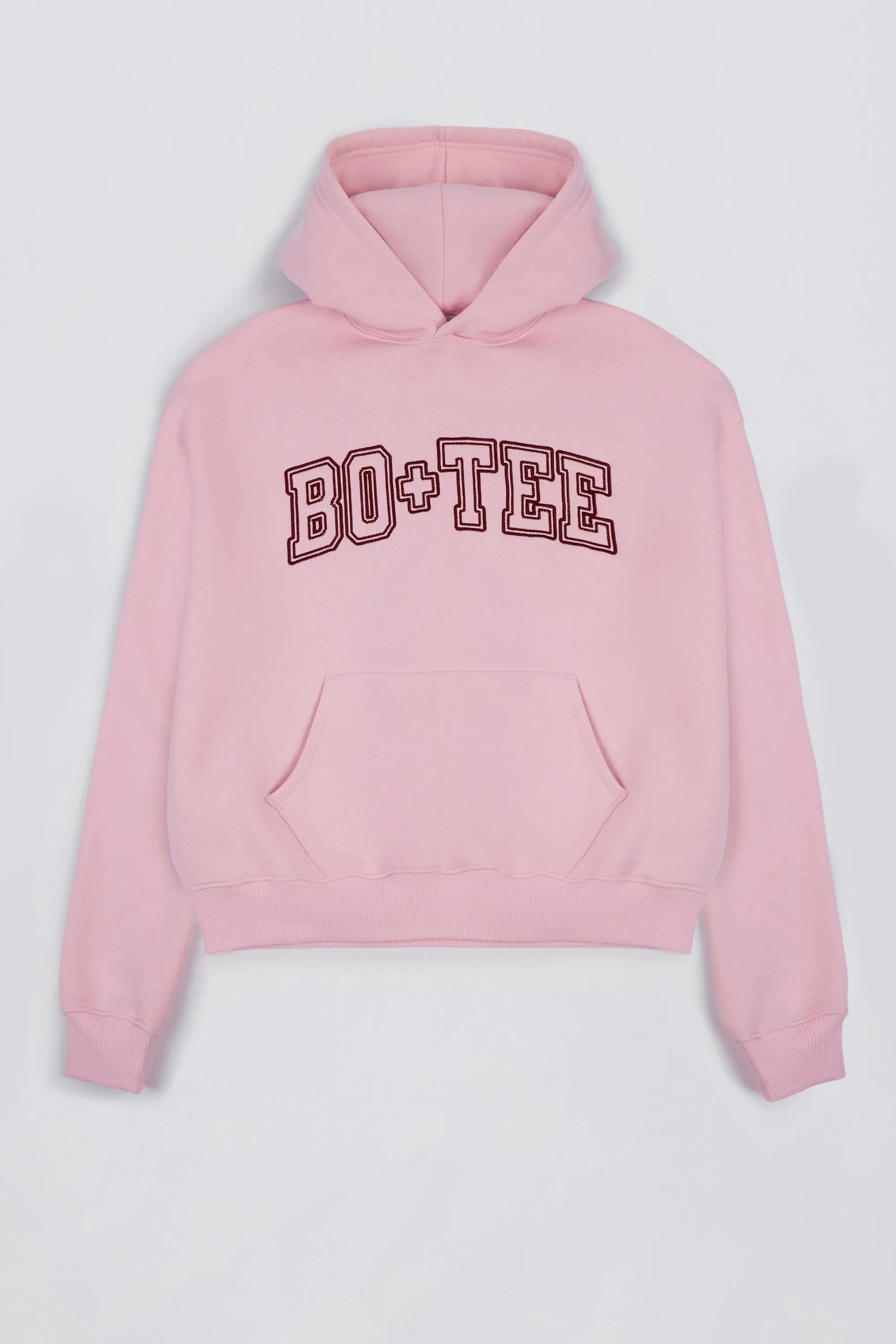 Embroidered Oversized Hoodie in Powder Pink sold by Oh Polly