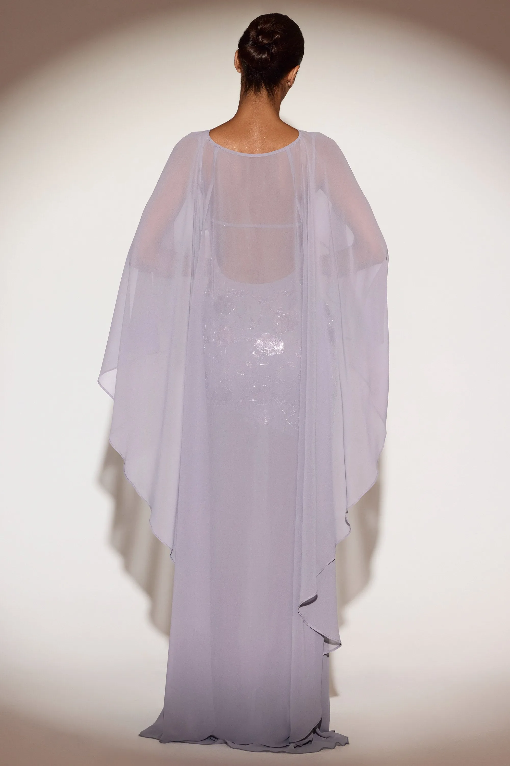Sheer Chiffon Draped Cape in Lilac sold by Oh Polly product image thumbnail 2