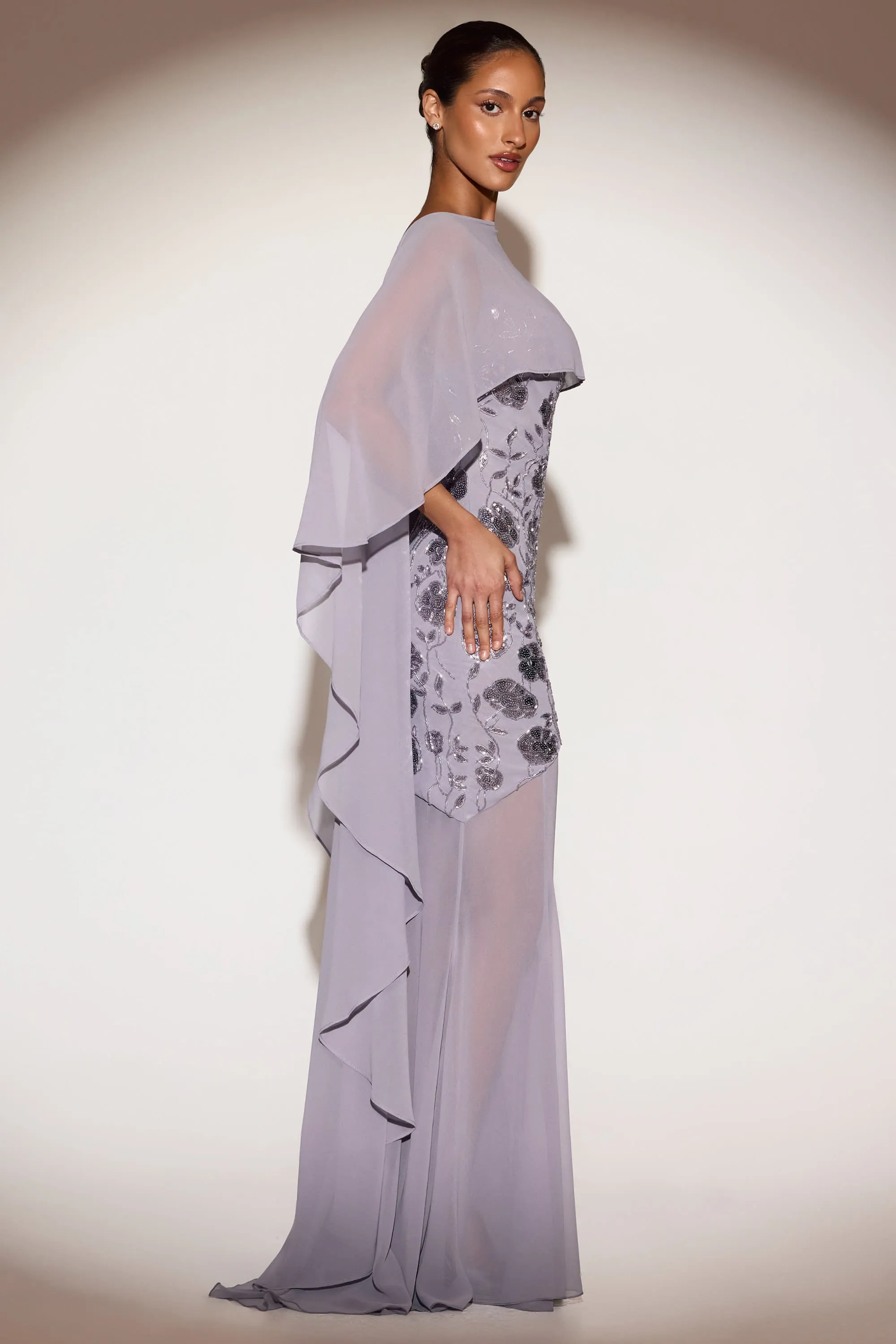 Sheer Chiffon Draped Cape in Lilac sold by Oh Polly product image thumbnail 3