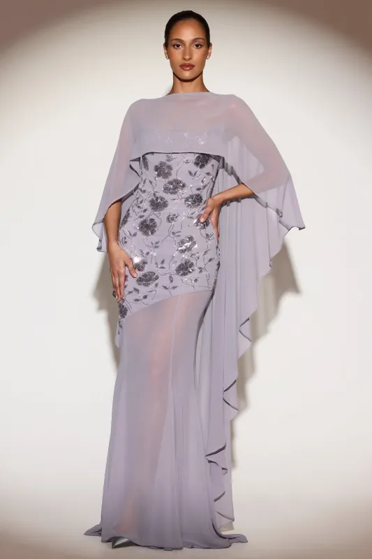 Chiffon Draped Cape in Lilac sold by Oh Polly