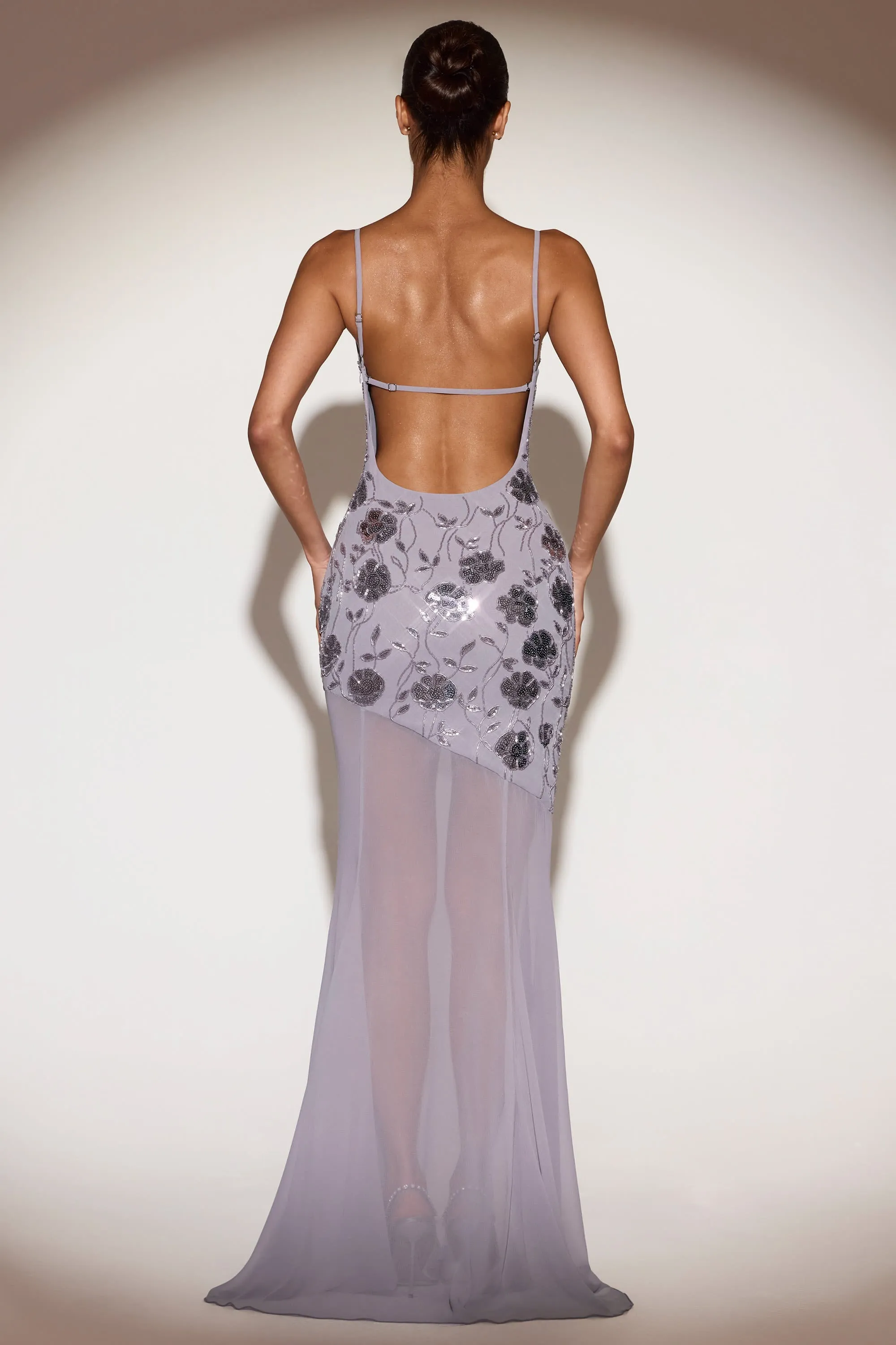 Embellished Sweetheart-Neck Backless Gown in Lilac sold by Oh Polly product image thumbnail 3