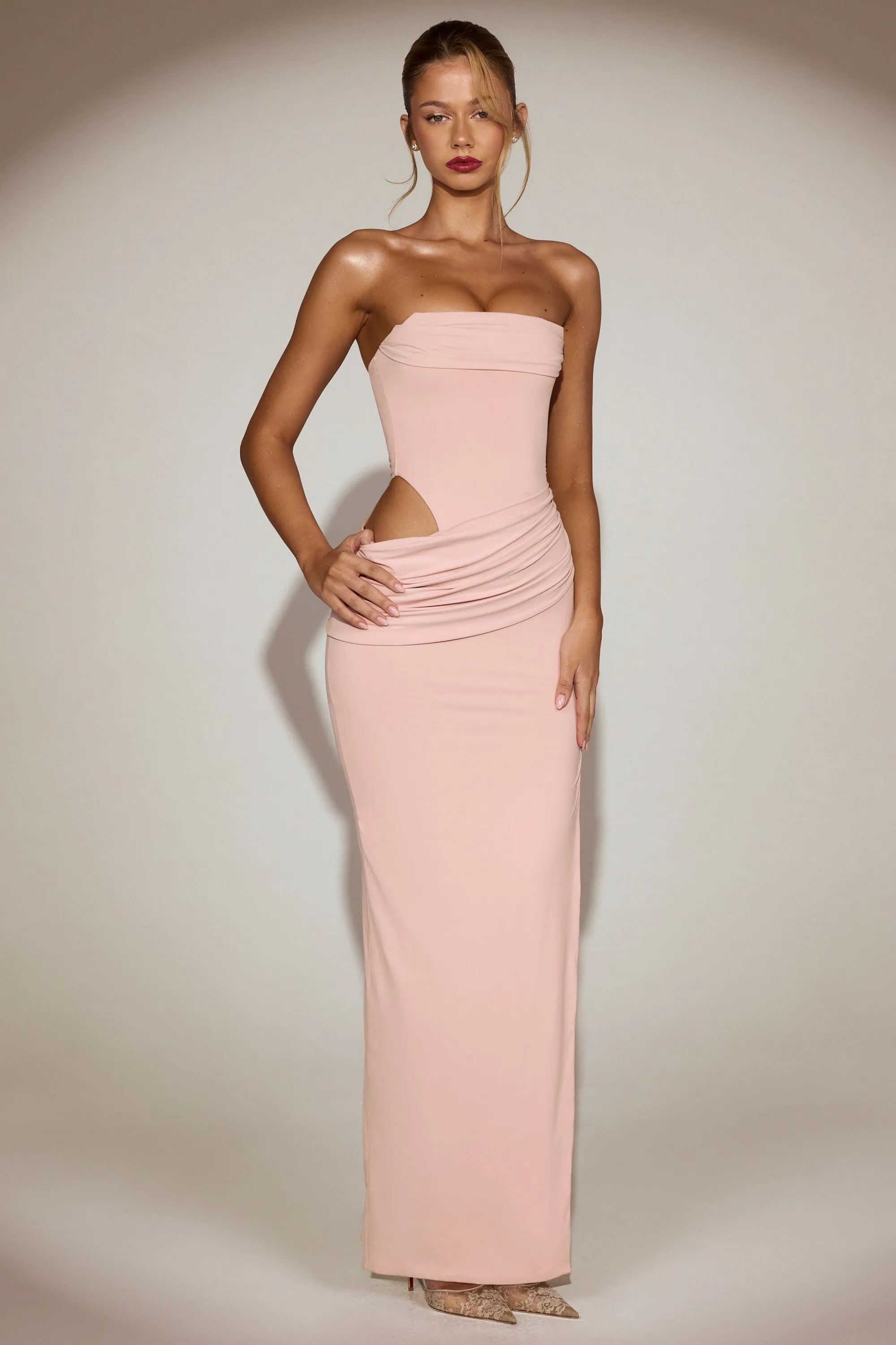 Soft-Jersey Bandeau Cut-Out Maxi Dress in Pink sold by Oh Polly product image thumbnail 5