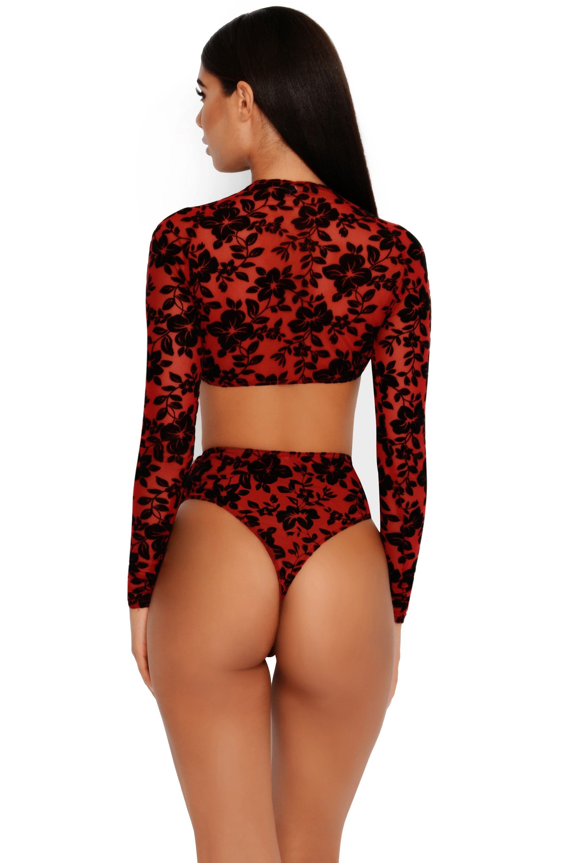 Sheerly Beloved Sheer Crop Top in Red sold by Oh Polly product image thumbnail 4