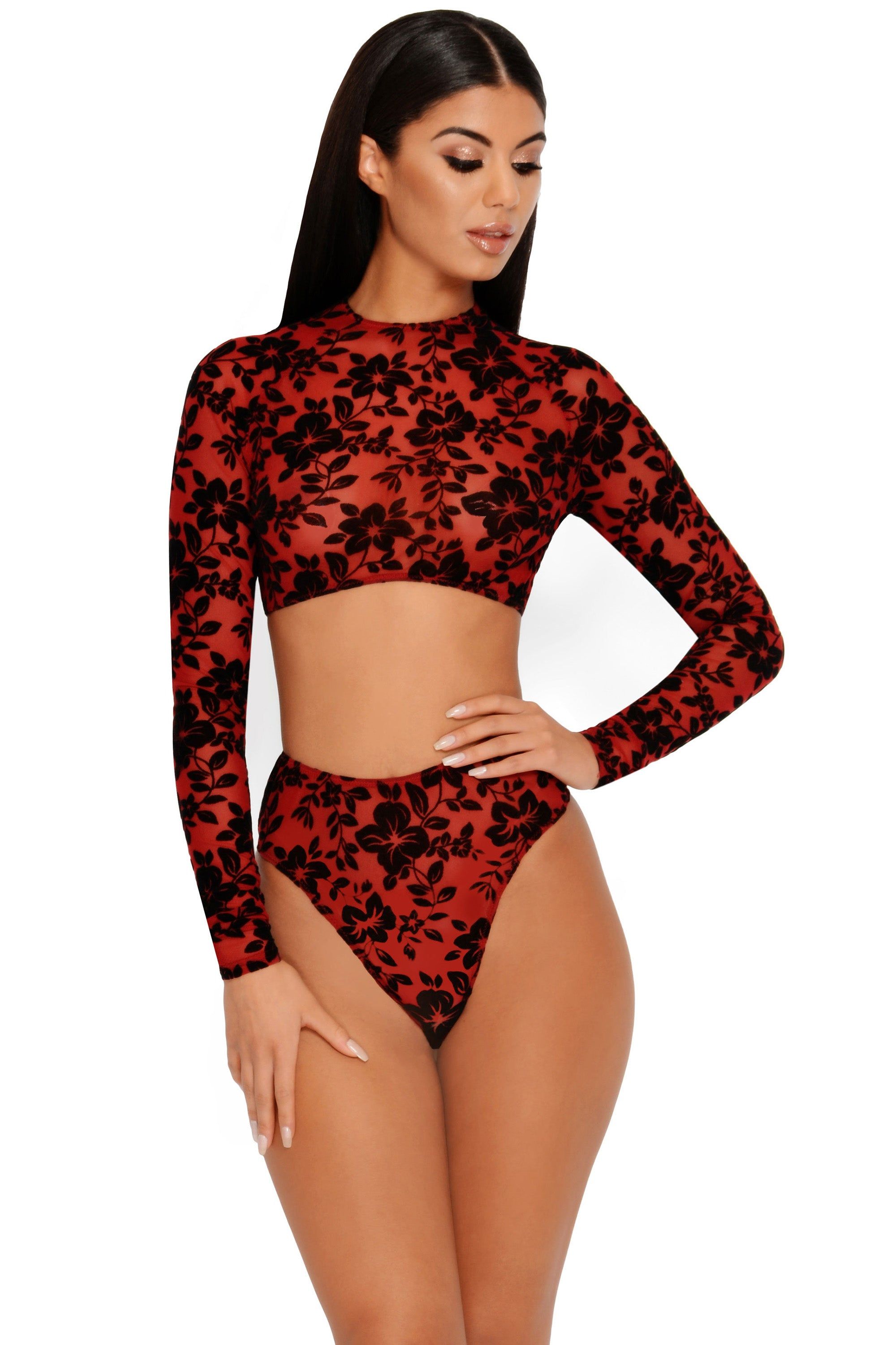 Sheerly Beloved Sheer Crop Top in Red sold by Oh Polly product image thumbnail 2