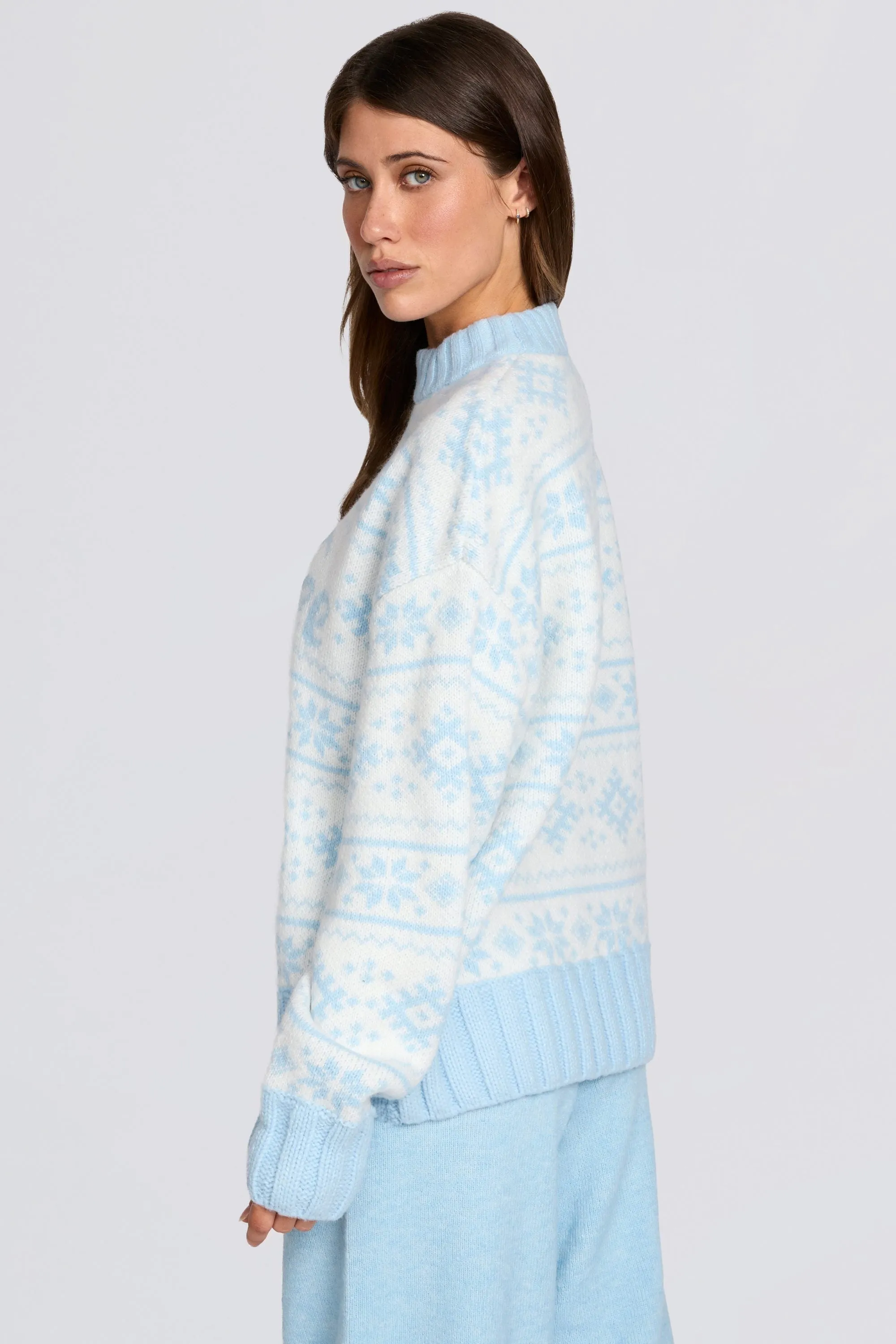 Jacquard-Knit Oversized Jumper in Powder Blue sold by Oh Polly product image thumbnail 3