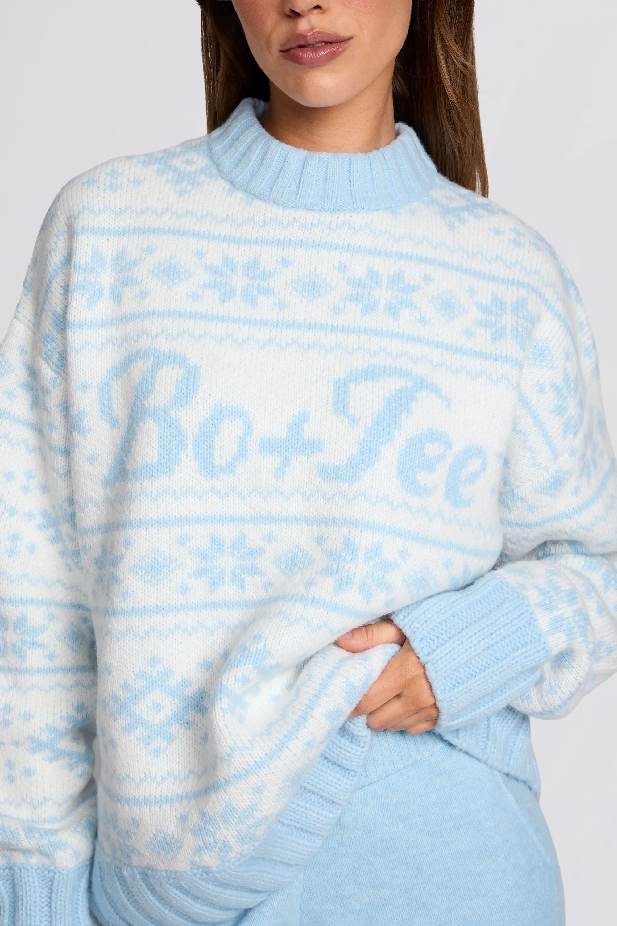 Jacquard-Knit Oversized Jumper in Powder Blue sold by Oh Polly product image thumbnail 4