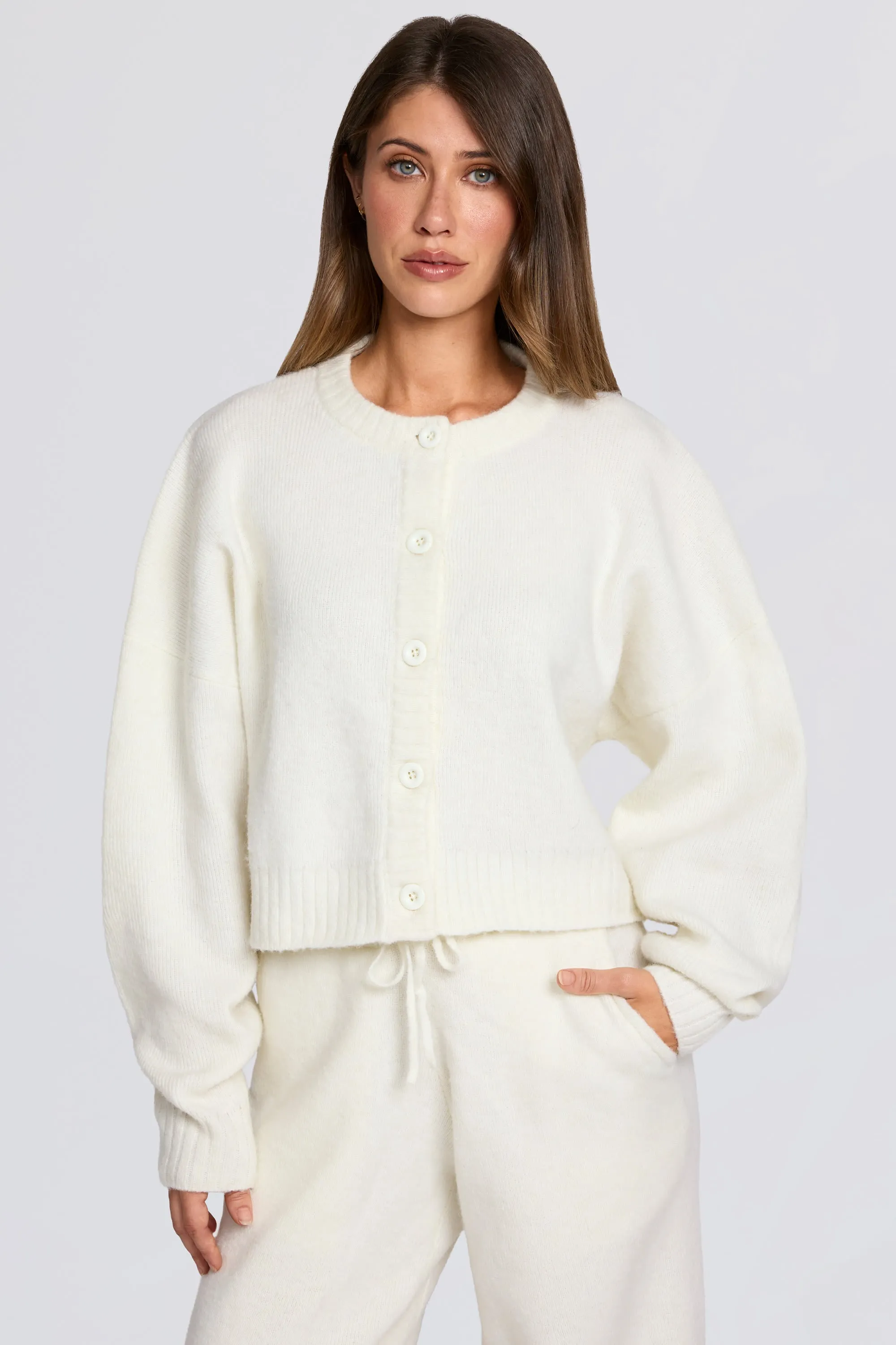 Knit Cropped Cardigan in Ivory sold by Oh Polly