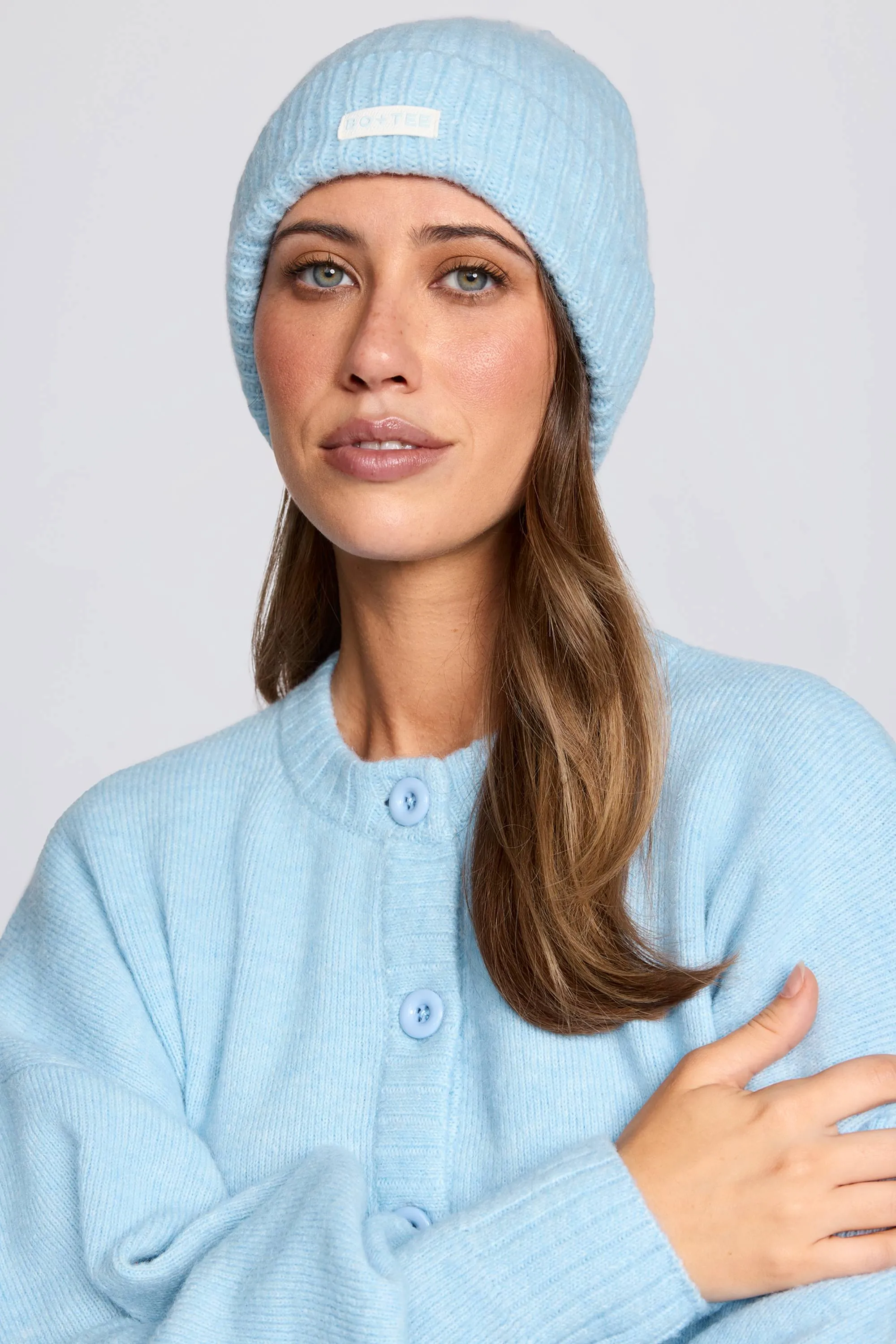 Ribbed Knit Beanie Hat in Powder Blue sold by Oh Polly product image thumbnail 2
