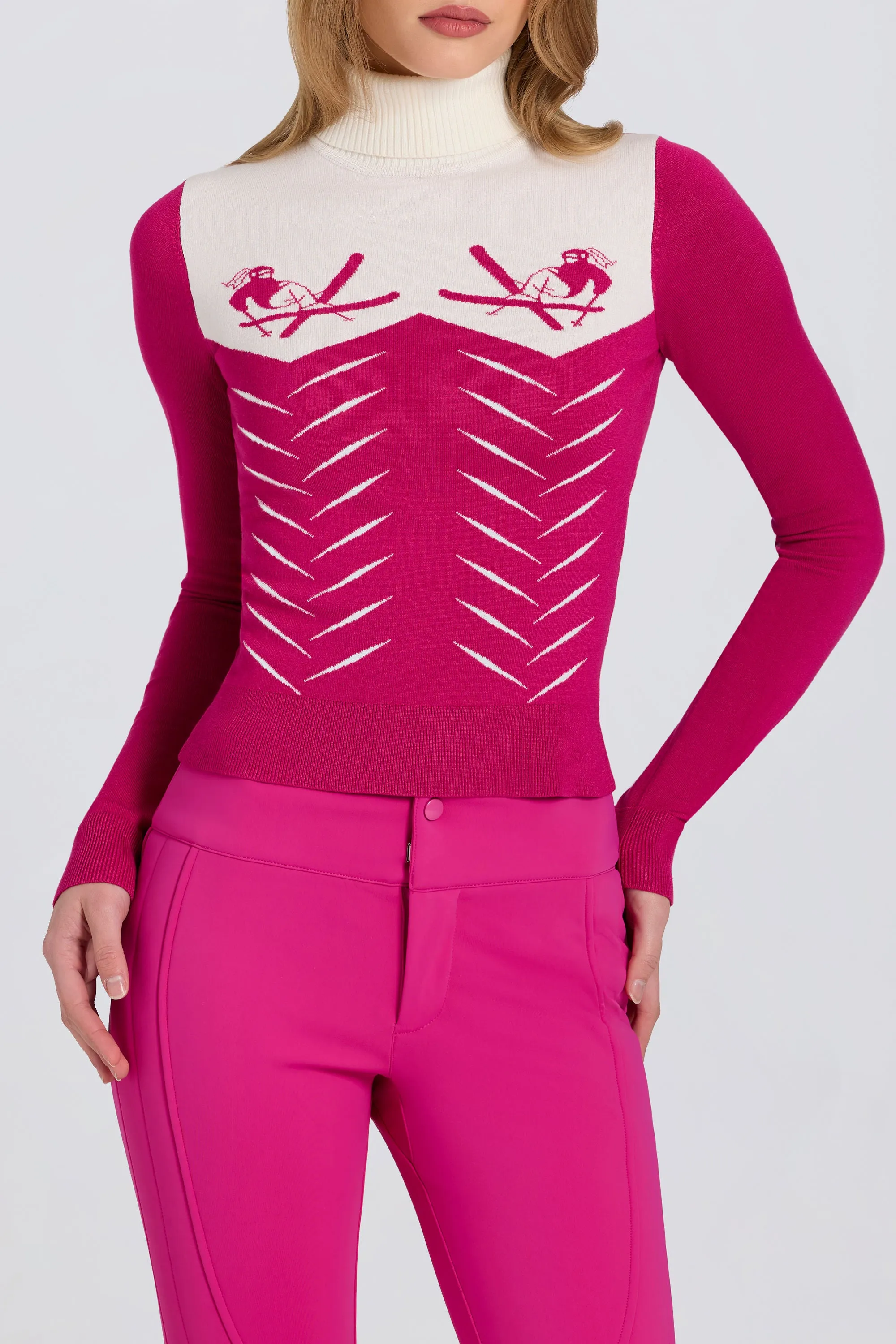 Knit Long-Sleeve Fitted Top in Magenta Pink sold by Oh Polly product image thumbnail 2