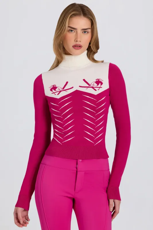 Knit Long-Sleeve Fitted Top in Magenta Pink sold by Oh Polly