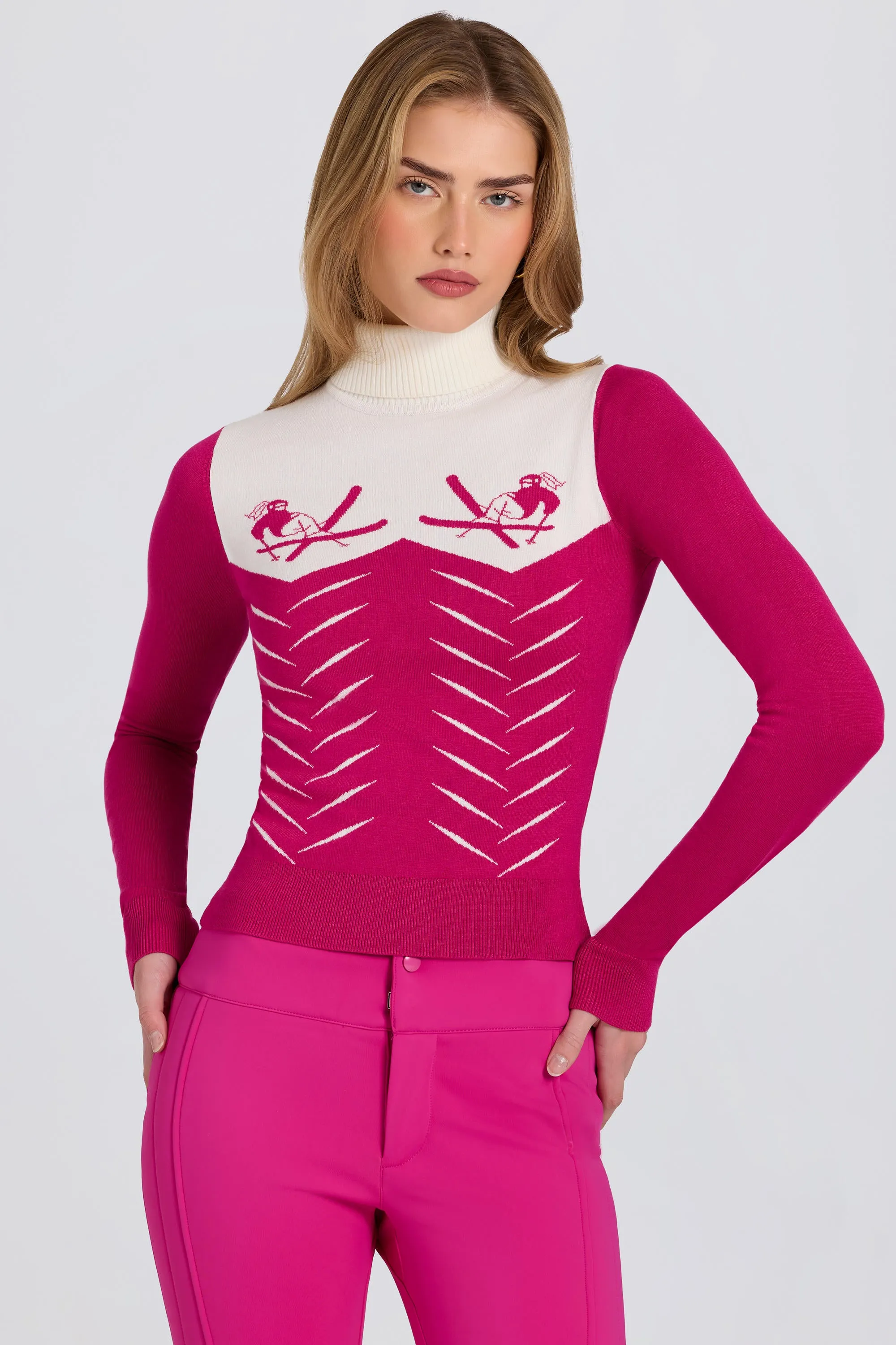 Knit Long-Sleeve Fitted Top in Magenta Pink sold by Oh Polly product image thumbnail 5